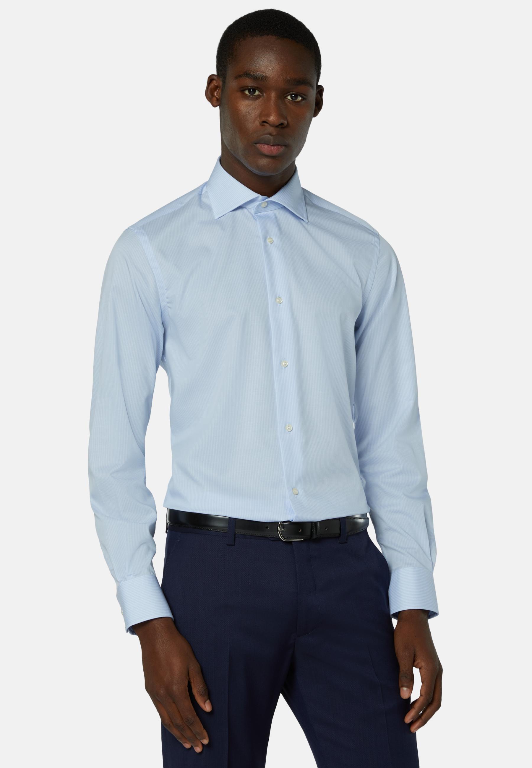 Boggi Milano - Blue Regular Fit Striped Cotton And Tencel Shirt