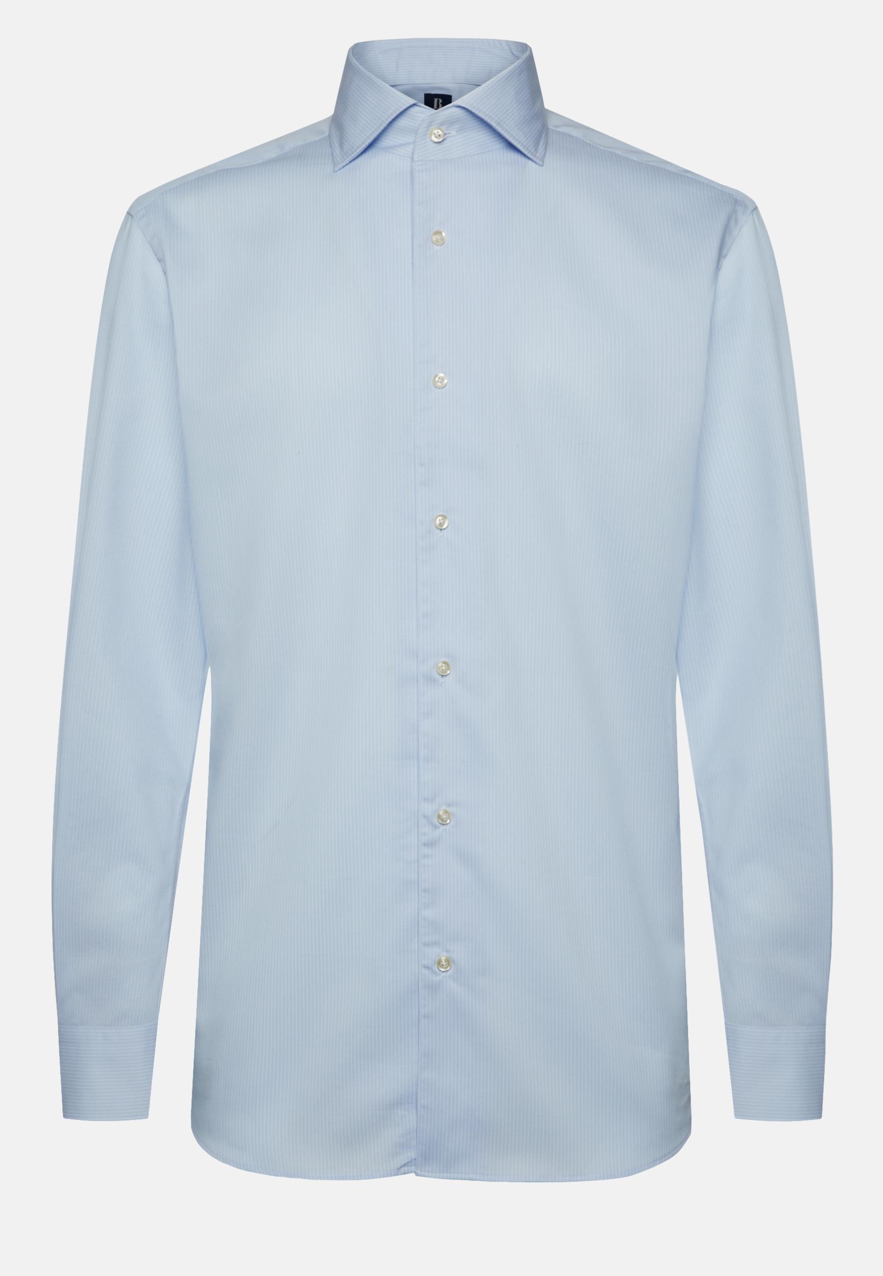 Boggi Milano - Blue Regular Fit Striped Cotton And Tencel Shirt