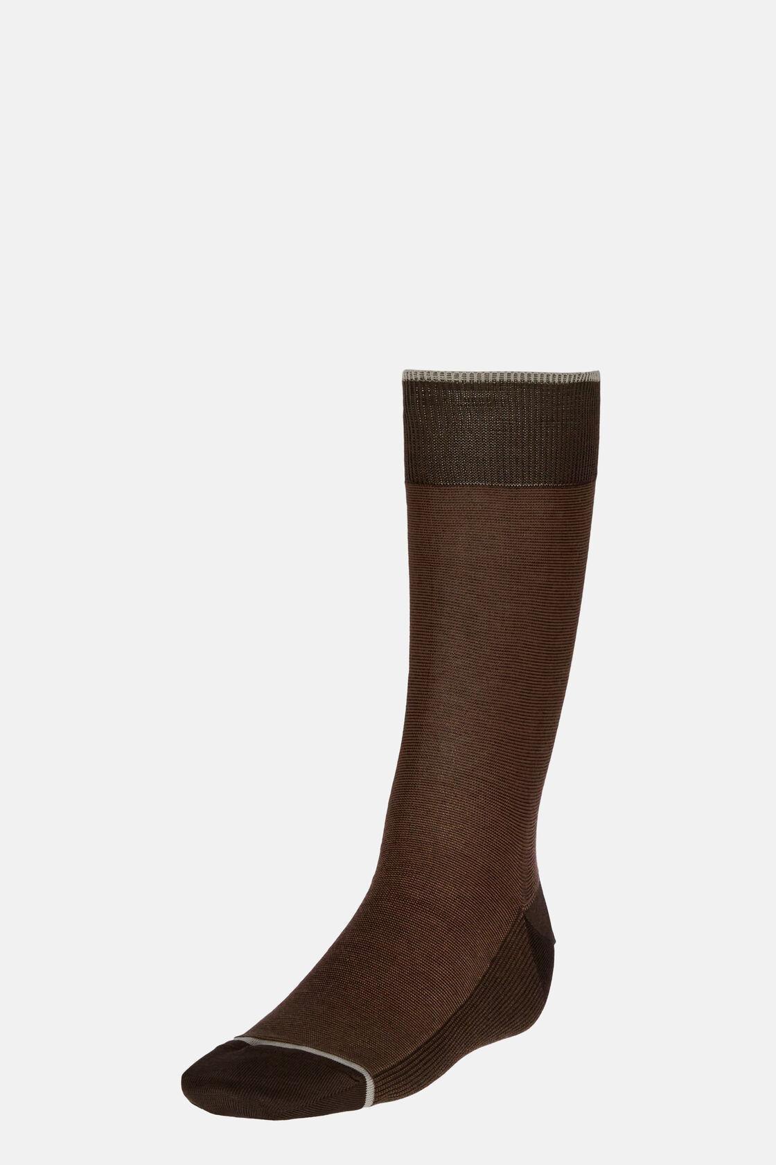 Beige Striped Socks In Organic Cotton, TAUPE, large image number 0