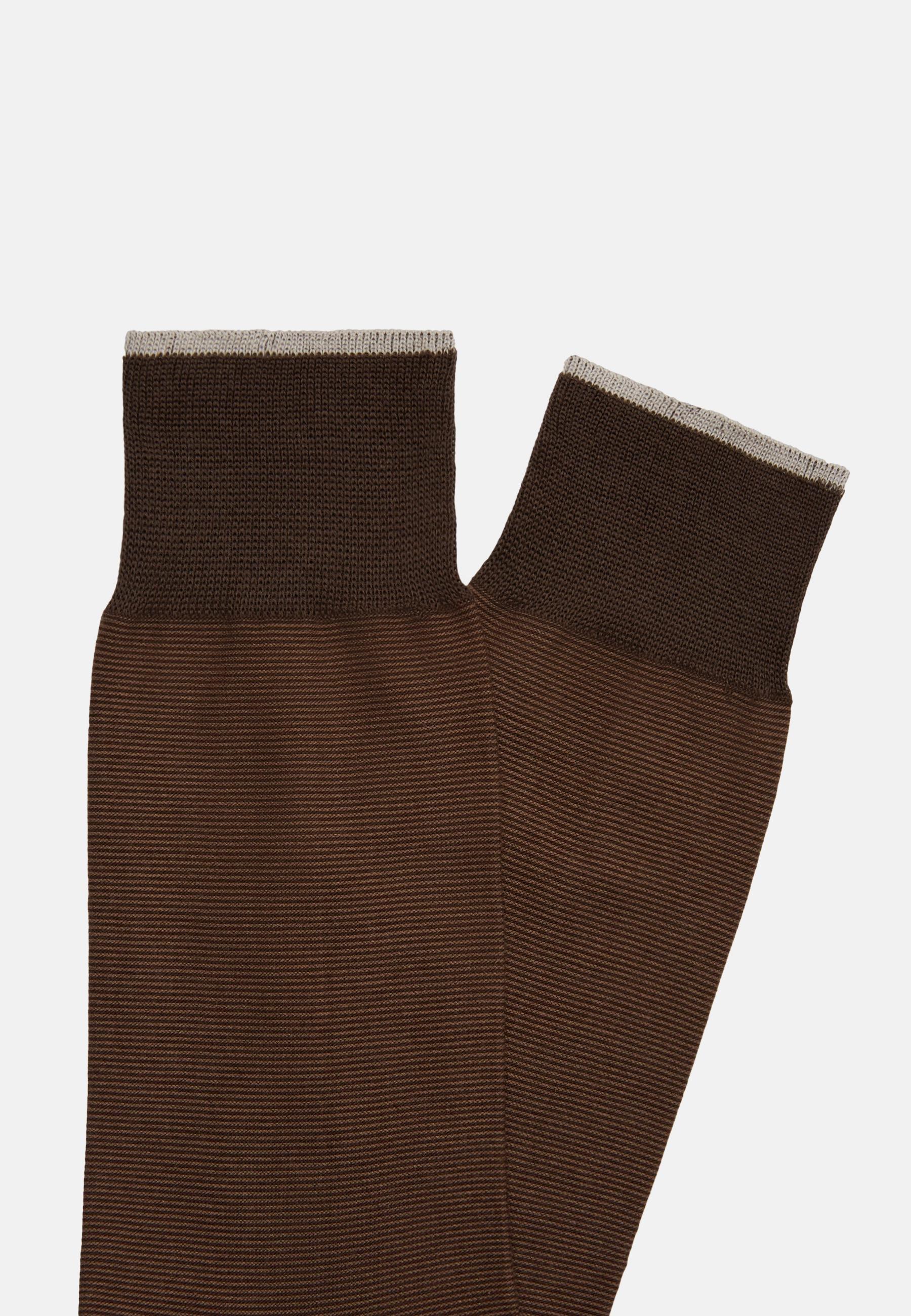 Beige Striped Socks In Organic Cotton, TAUPE, large image number 1