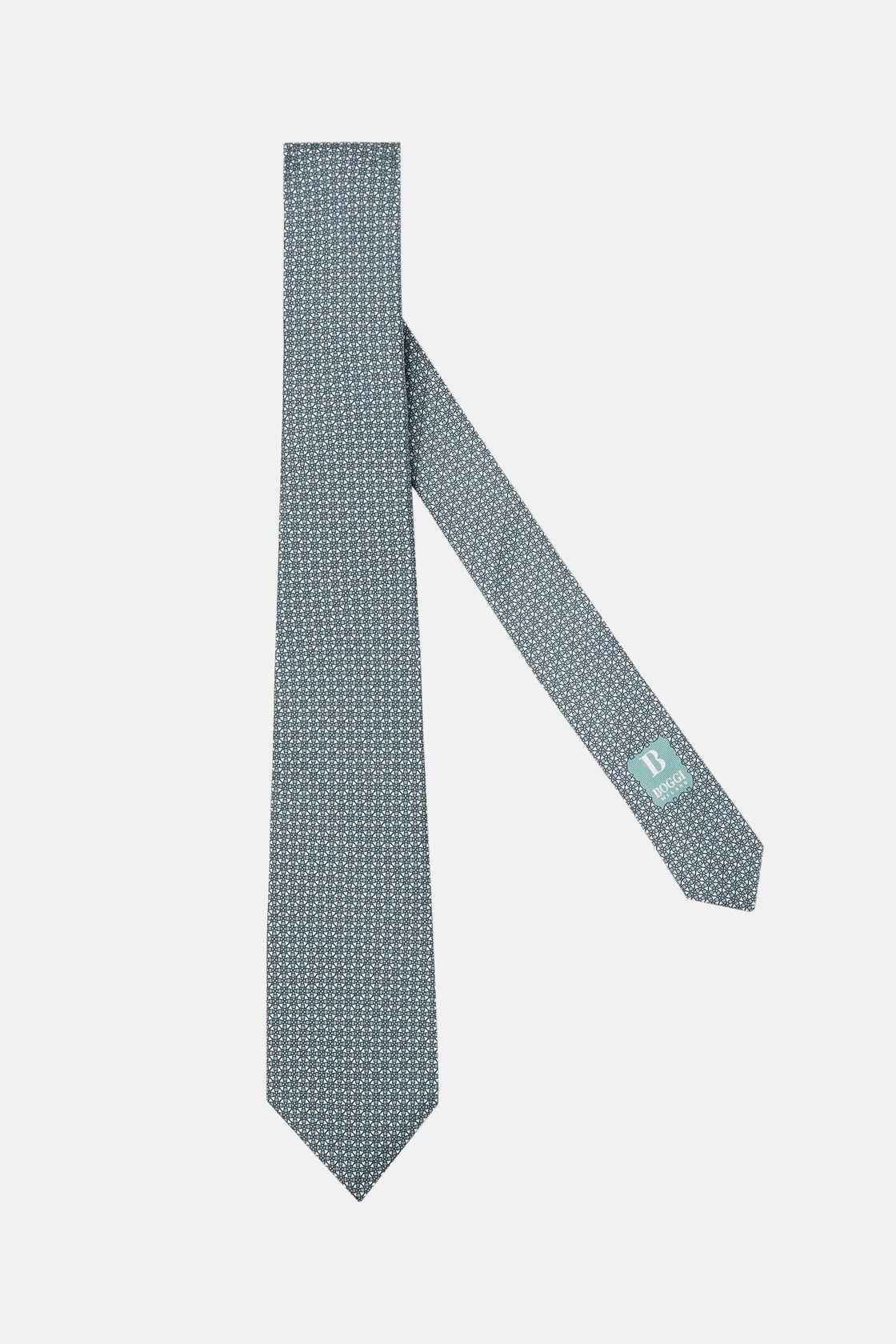 Green Geometric Motif Silk Tie, , large image number 0