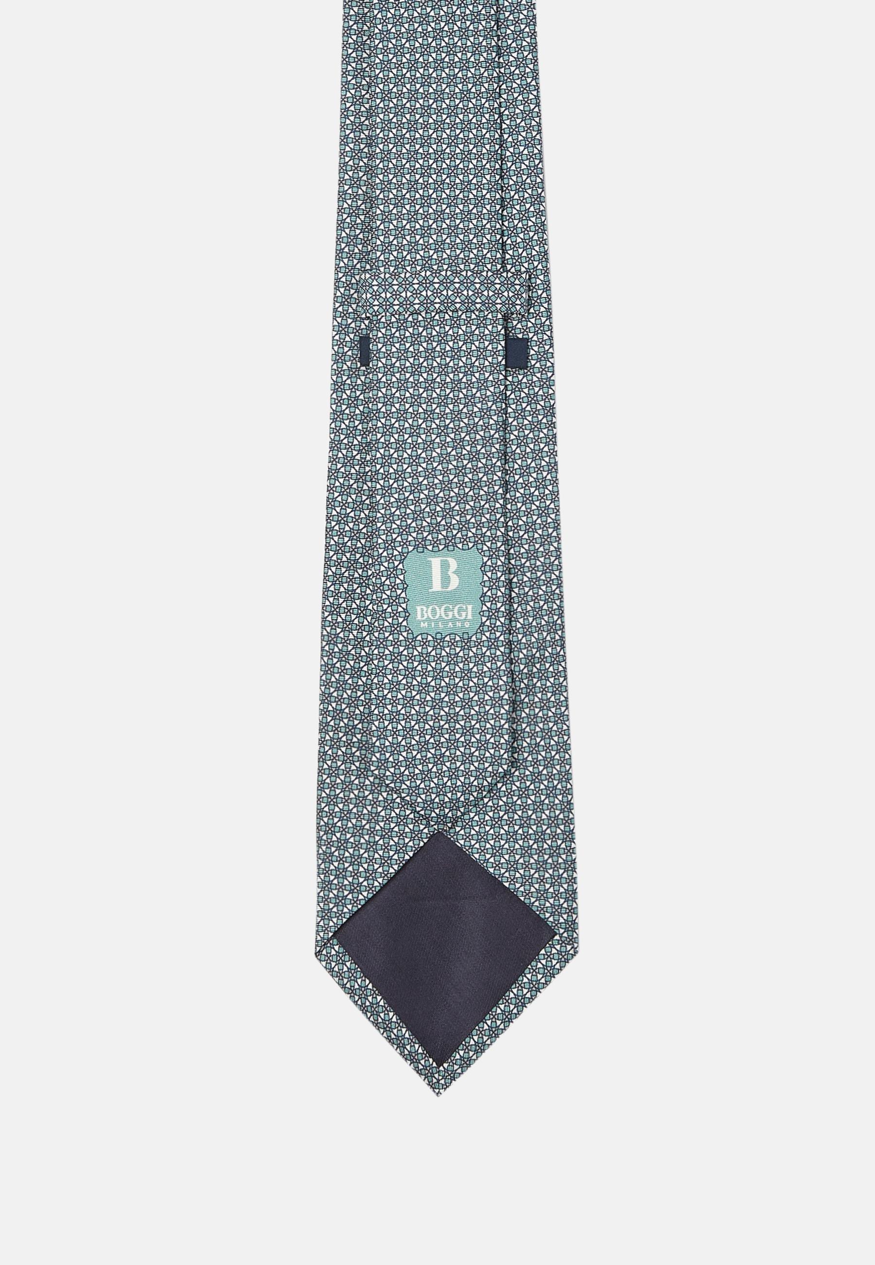 Green Geometric Motif Silk Tie, , large image number 2