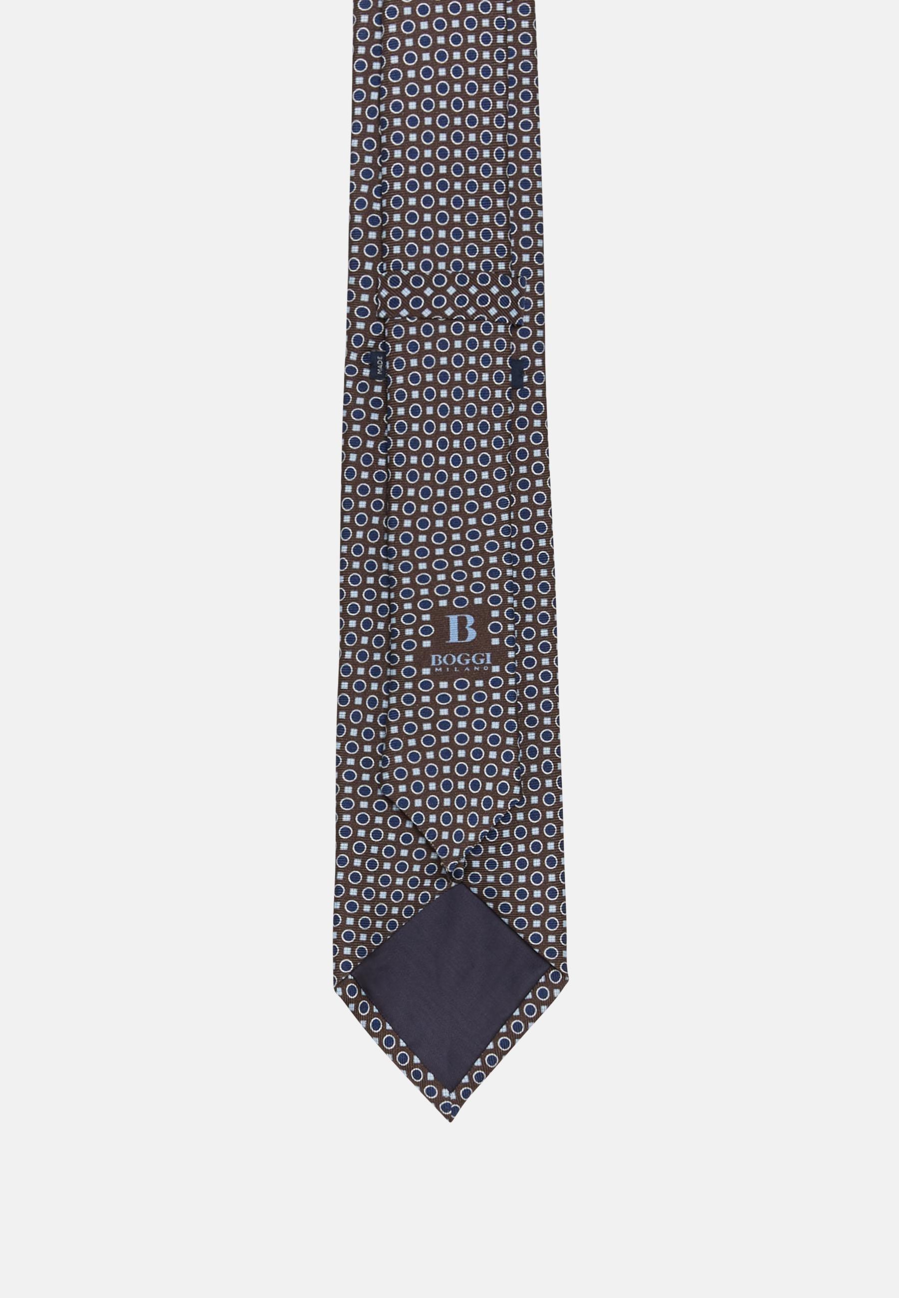 Brown Geometric Motif Silk Tie, , large image number 2