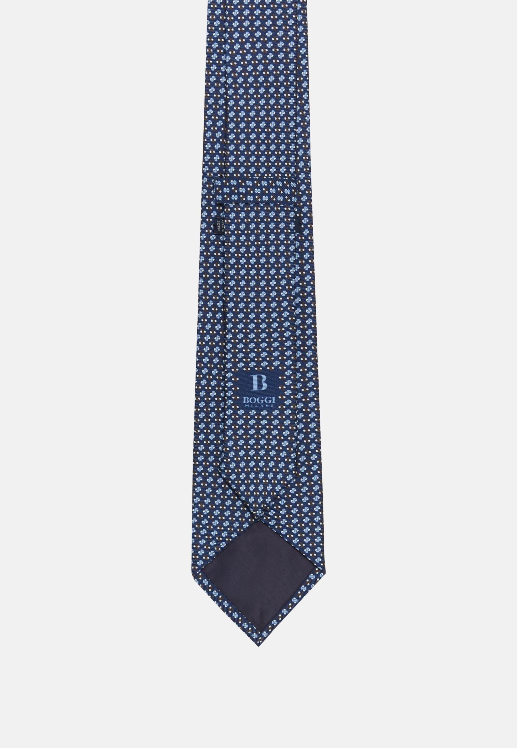 Blue Geometric Motif Silk Tie, , large image number 1