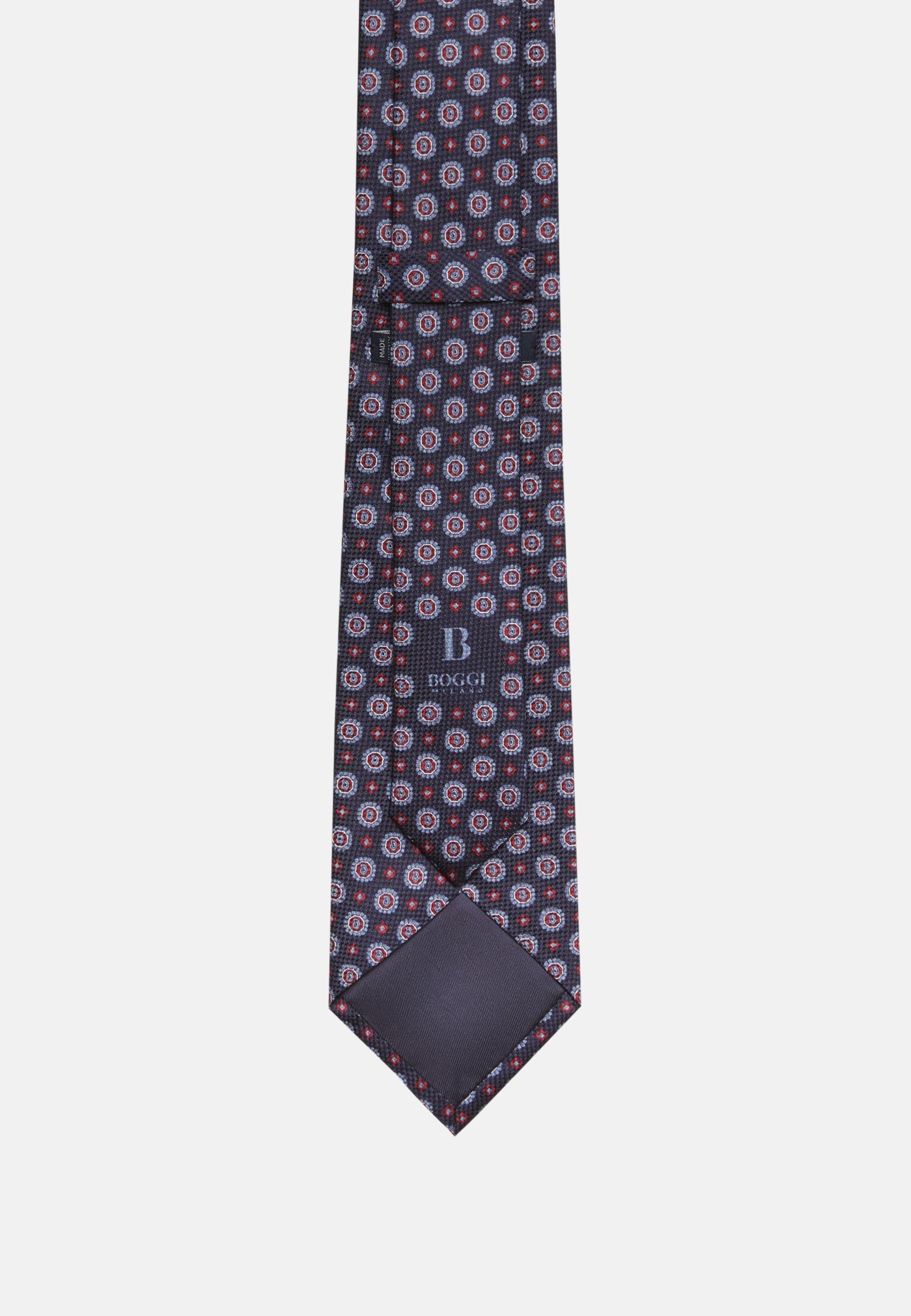Navy Medallion Motifs Silk Tie, , large image number 2