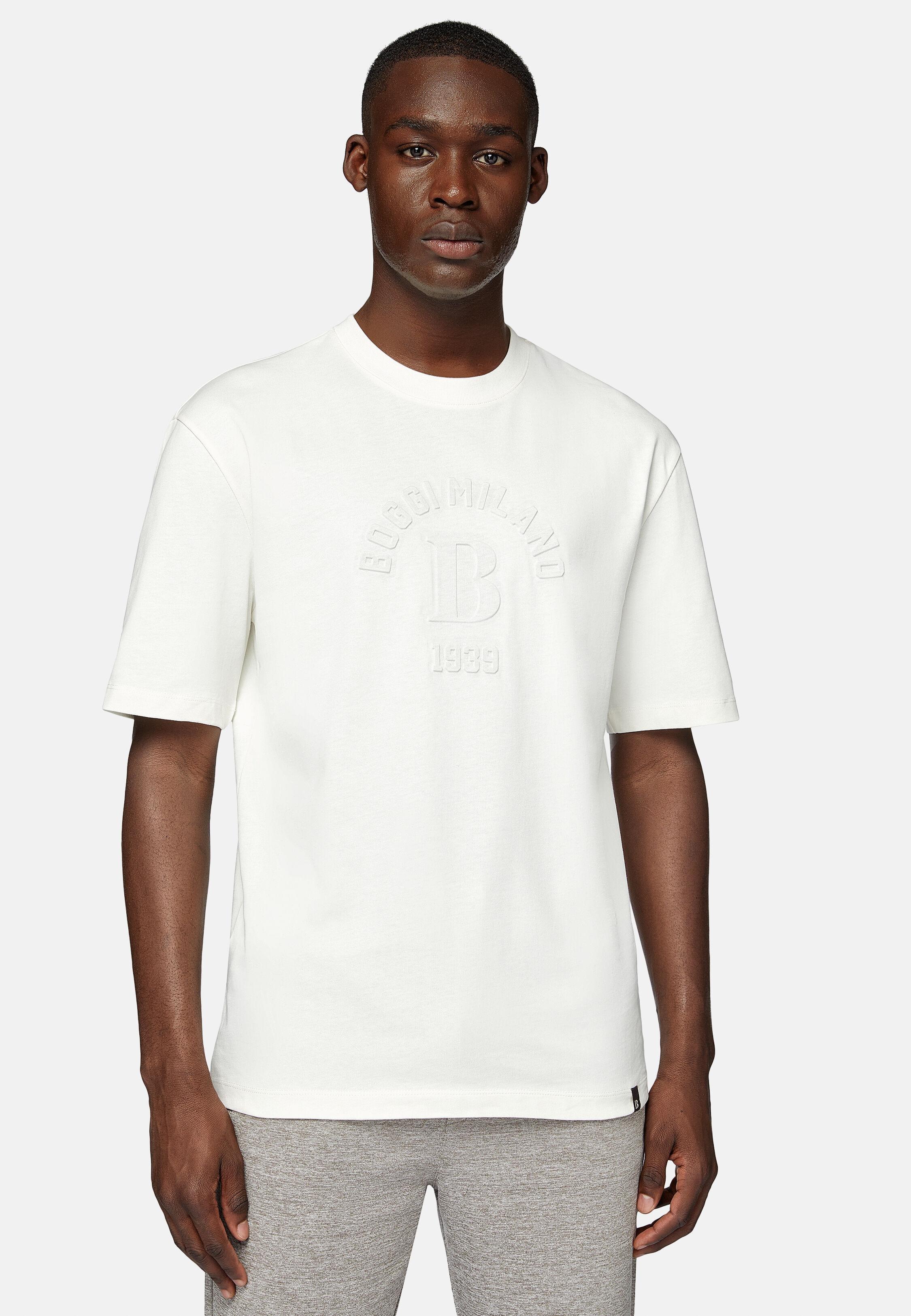 White Embroidered Basic T-Shirt, White, large image number 1