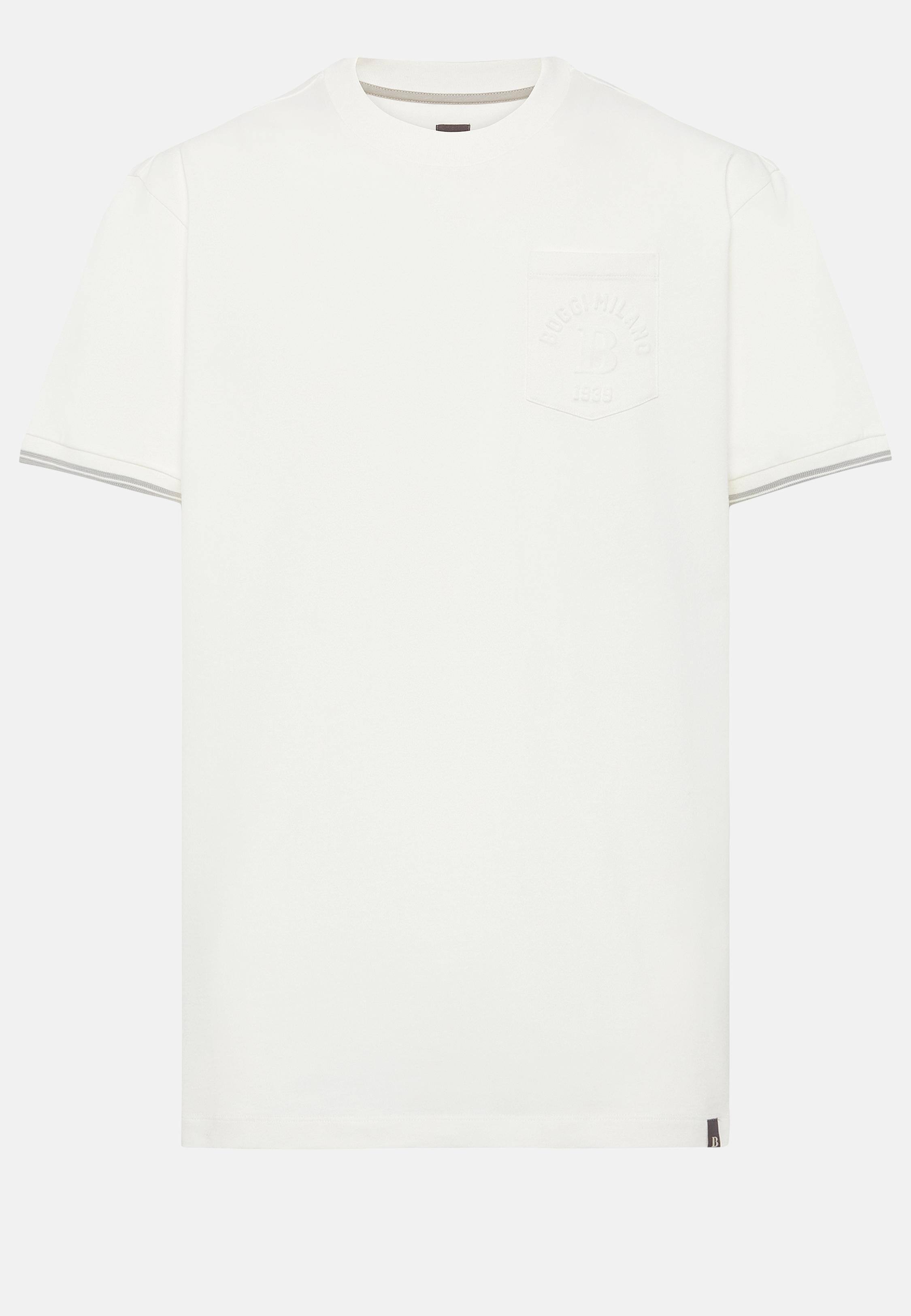 White Embossed Basic T-Shirt, White, large image number 4