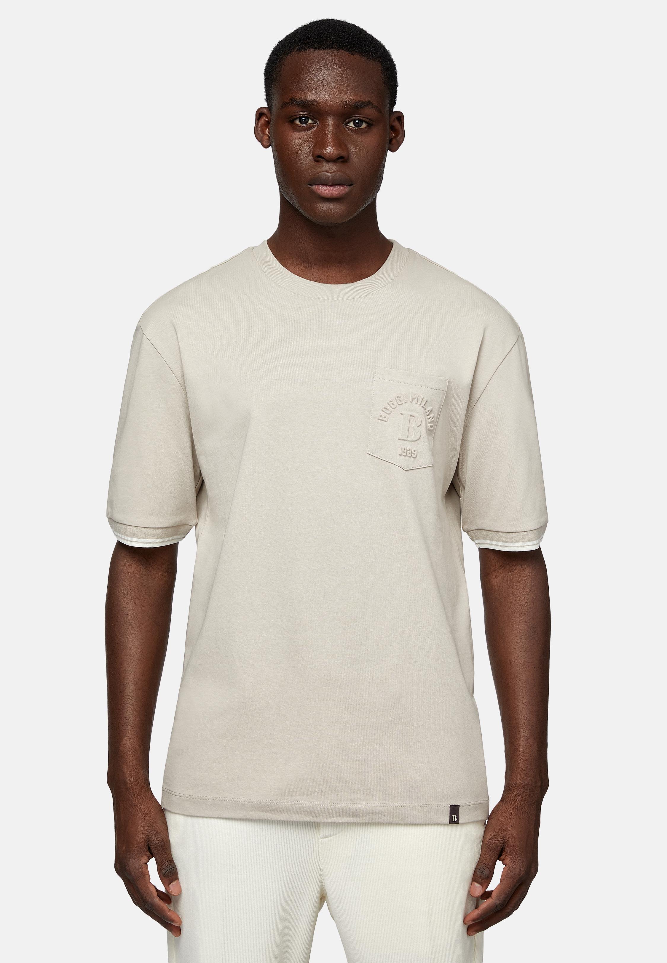 Beige Organic Cotton Blend T-Shirt, , large image number 1