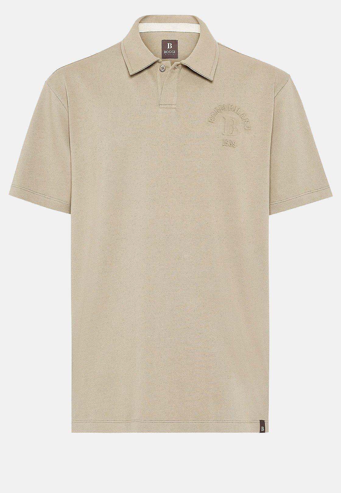 Brown Organic Cotton Blend Jersey Polo Shirt, , large image number 2