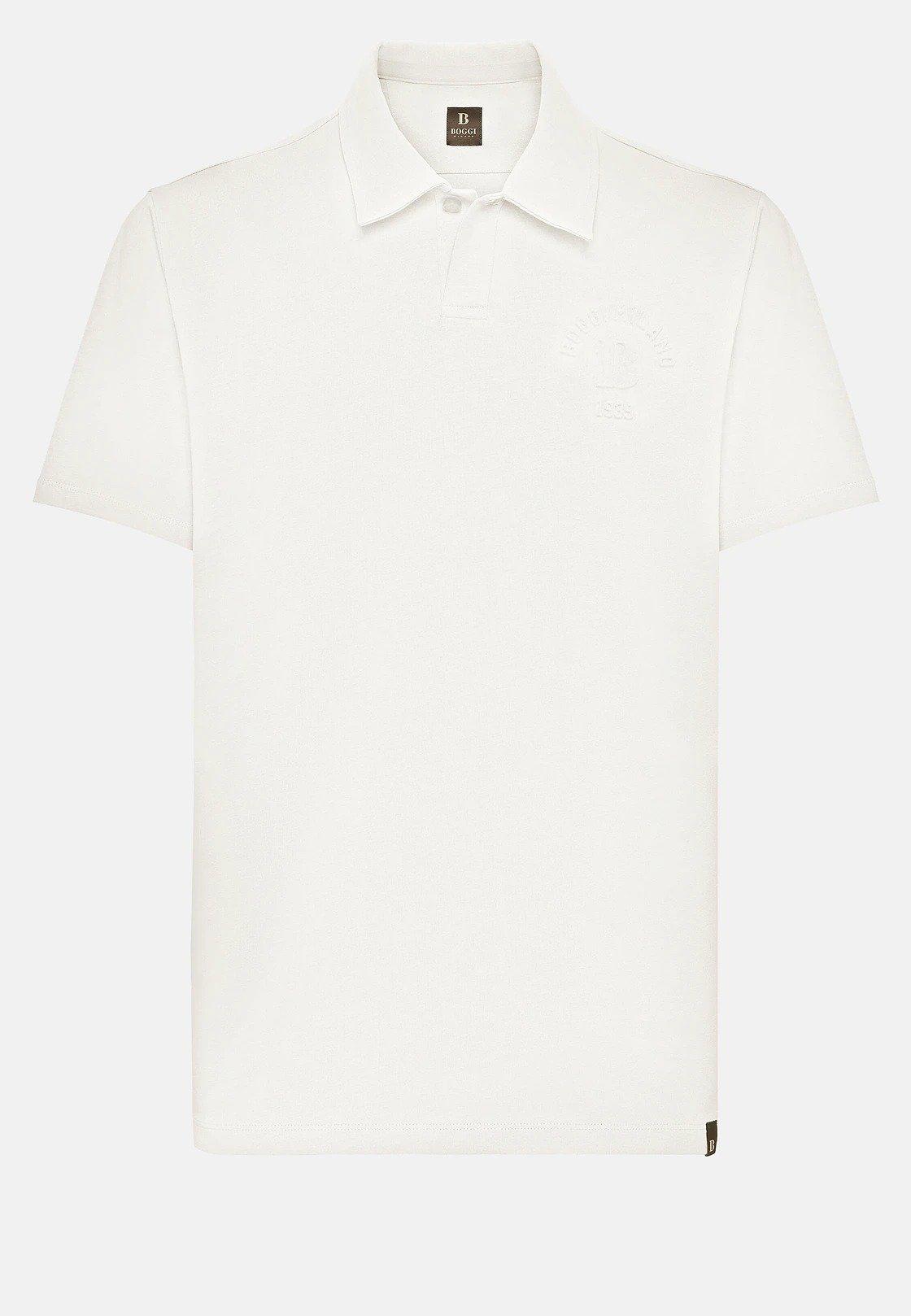 White Organic Cotton Blend Jersey Polo Shirt, , large image number 2