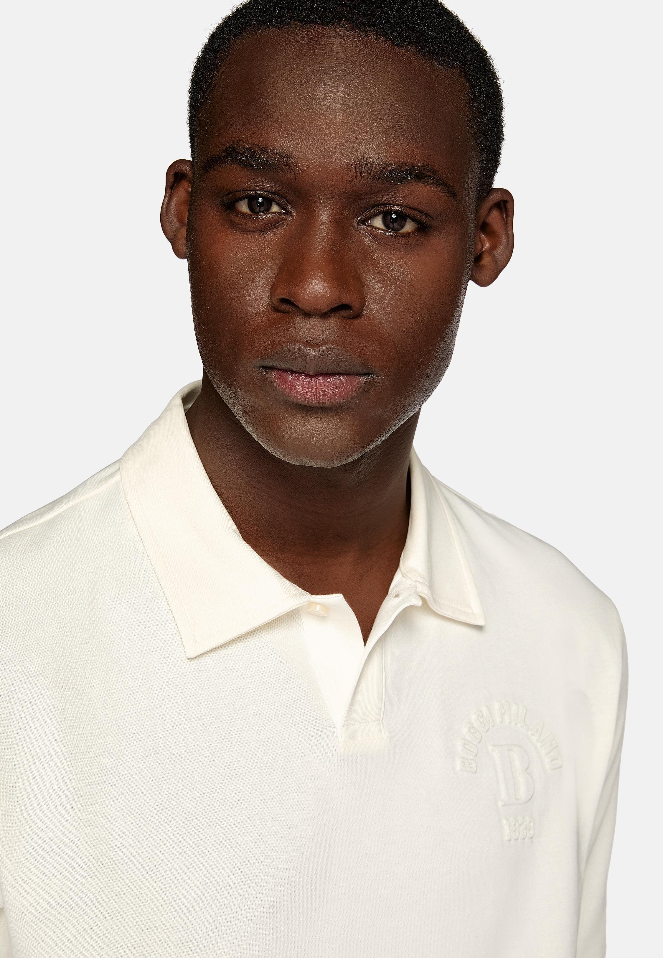 White Solid Jersey Polo Shirt, , large image number 5