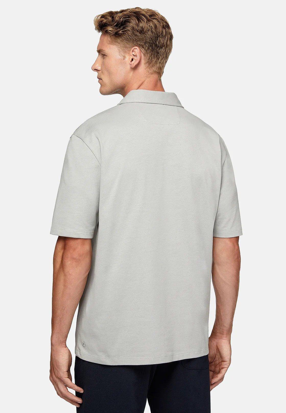 Grey Organic Cotton Blend Jersey Polo Shirt, , large image number 1