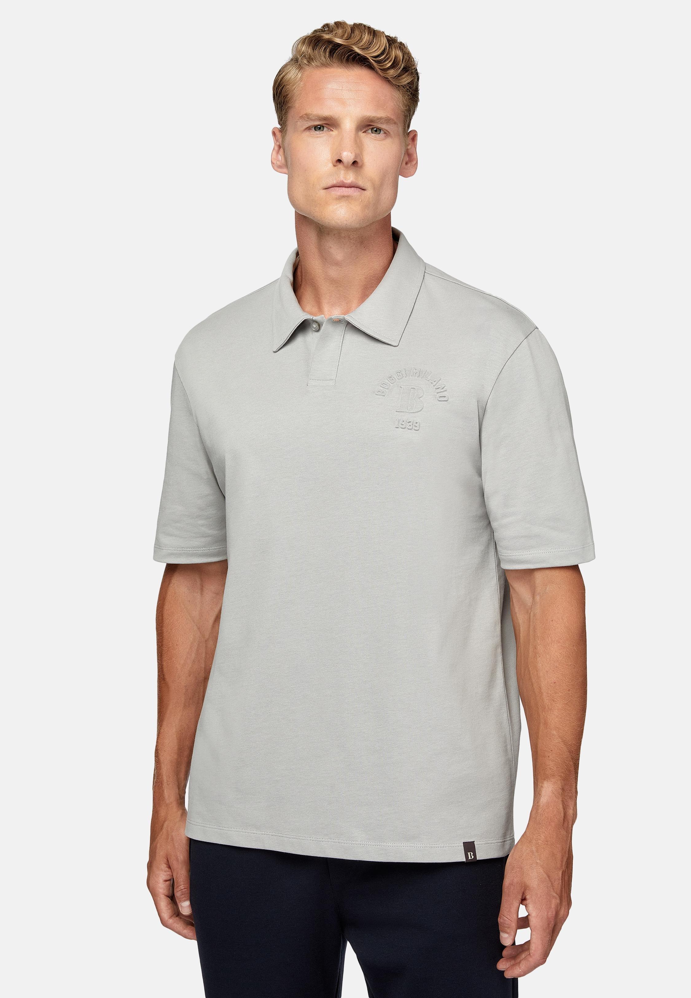 Grey Plain Jersey Polo Shirt, , large image number 1
