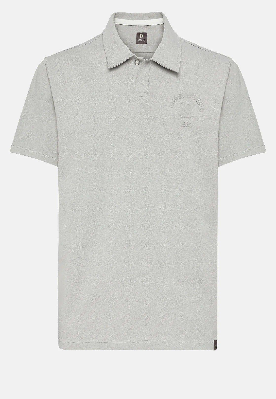 Grey Organic Cotton Blend Jersey Polo Shirt, , large image number 2