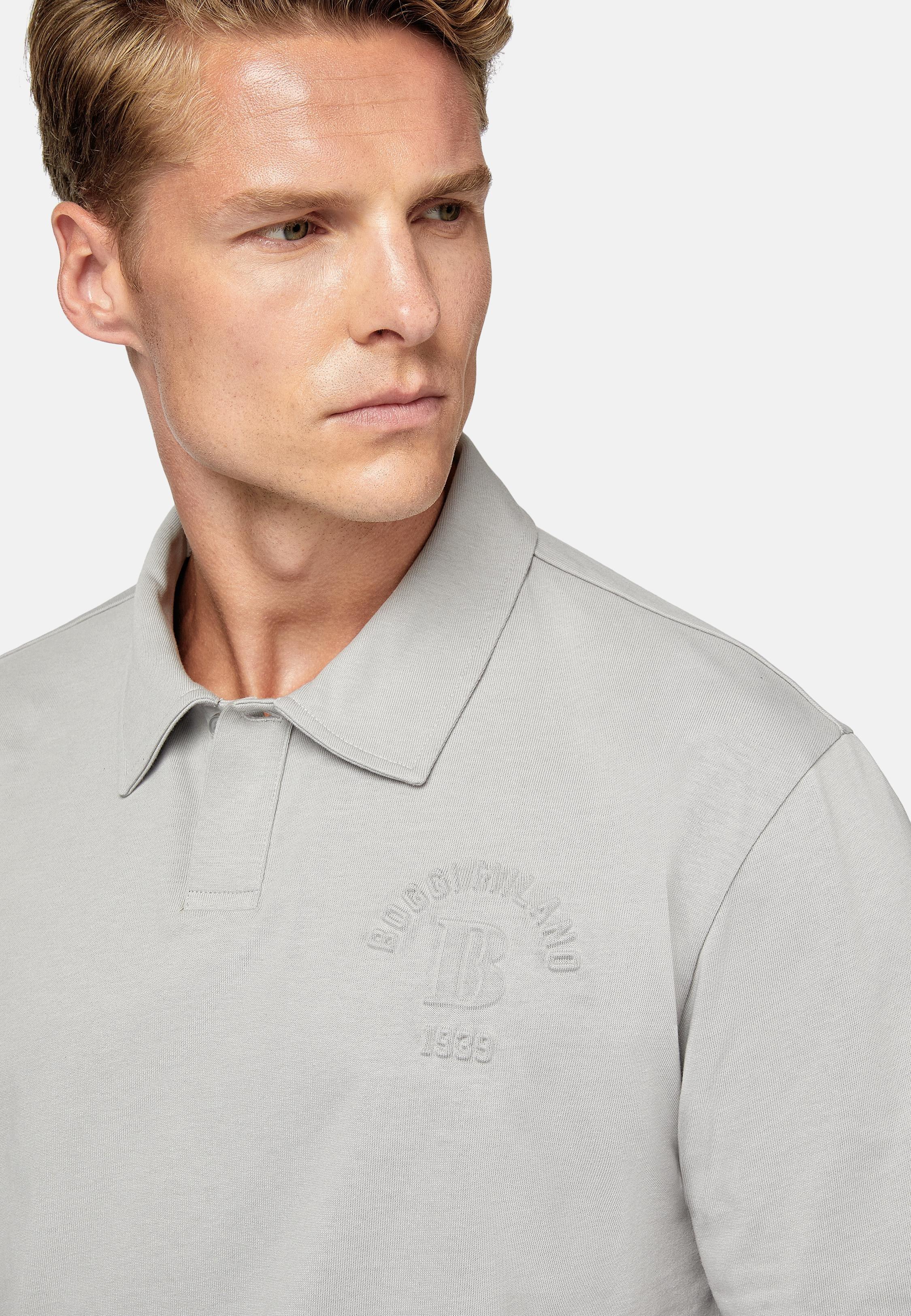 Grey Plain Jersey Polo Shirt, , large image number 5