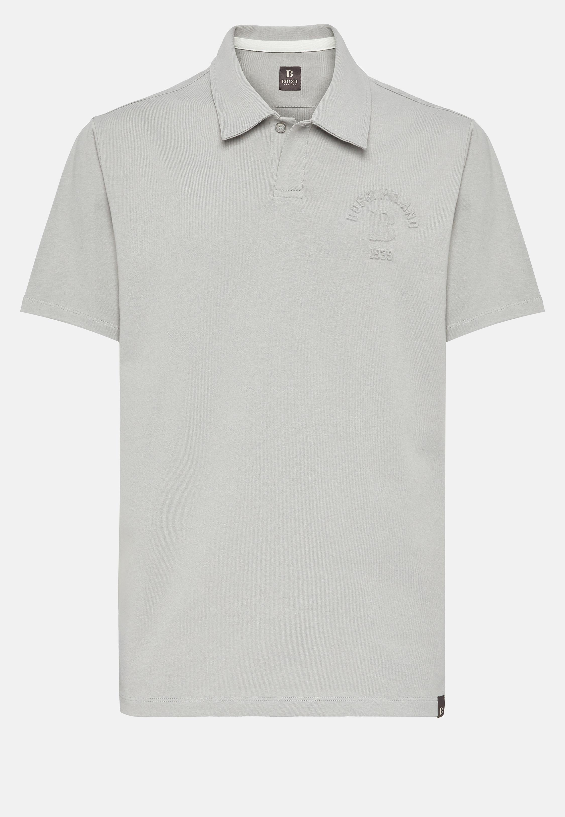 Grey Plain Jersey Polo Shirt, , large image number 6