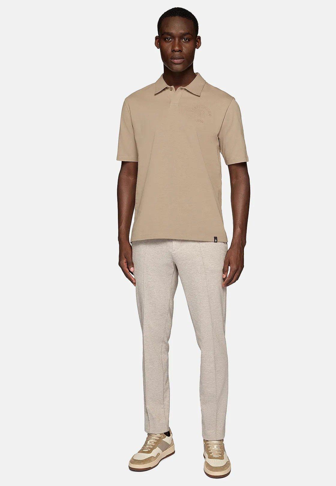 Beige Plain Jersey Polo, , large image number 0
