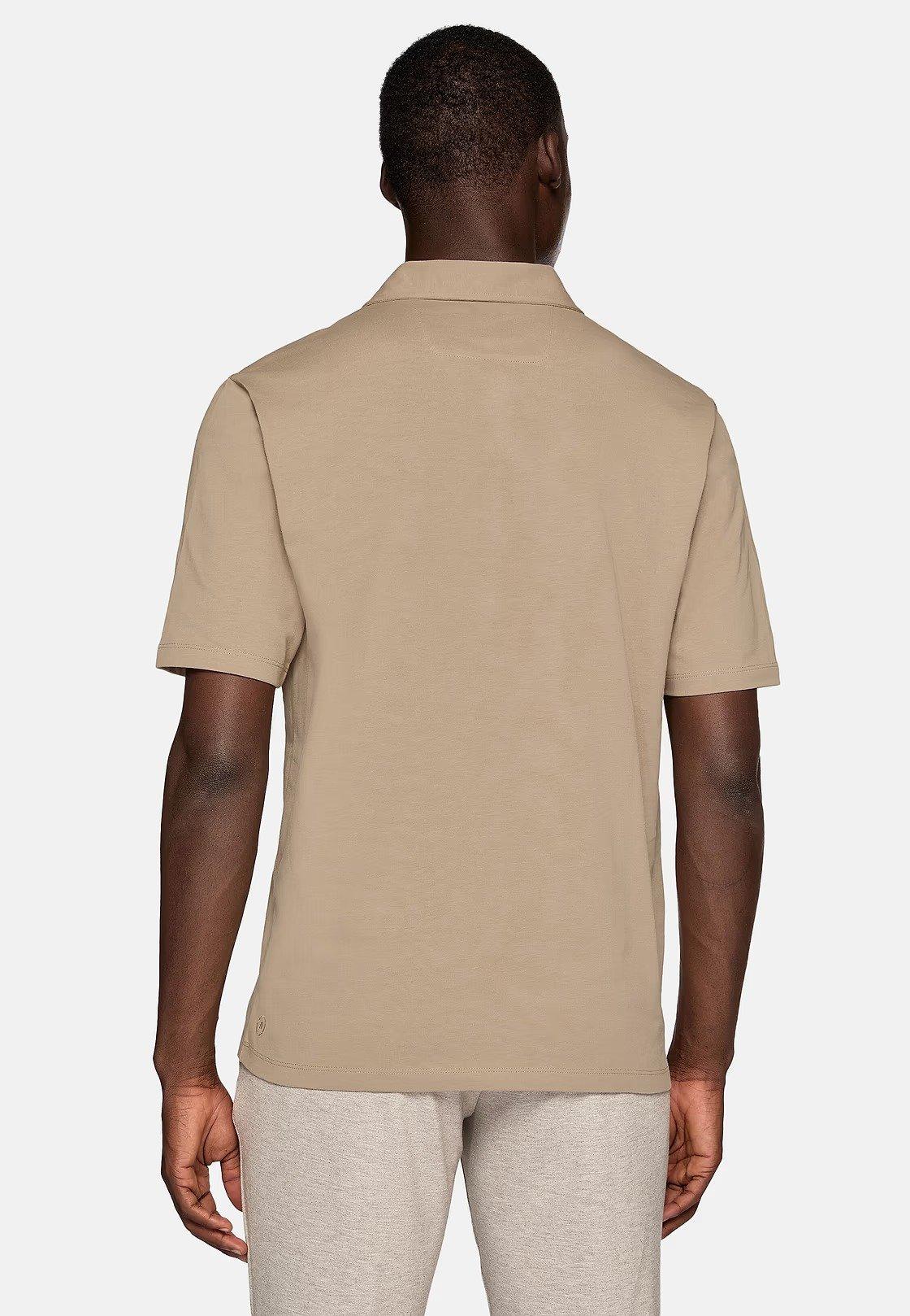Beige Plain Jersey Polo, , large image number 2