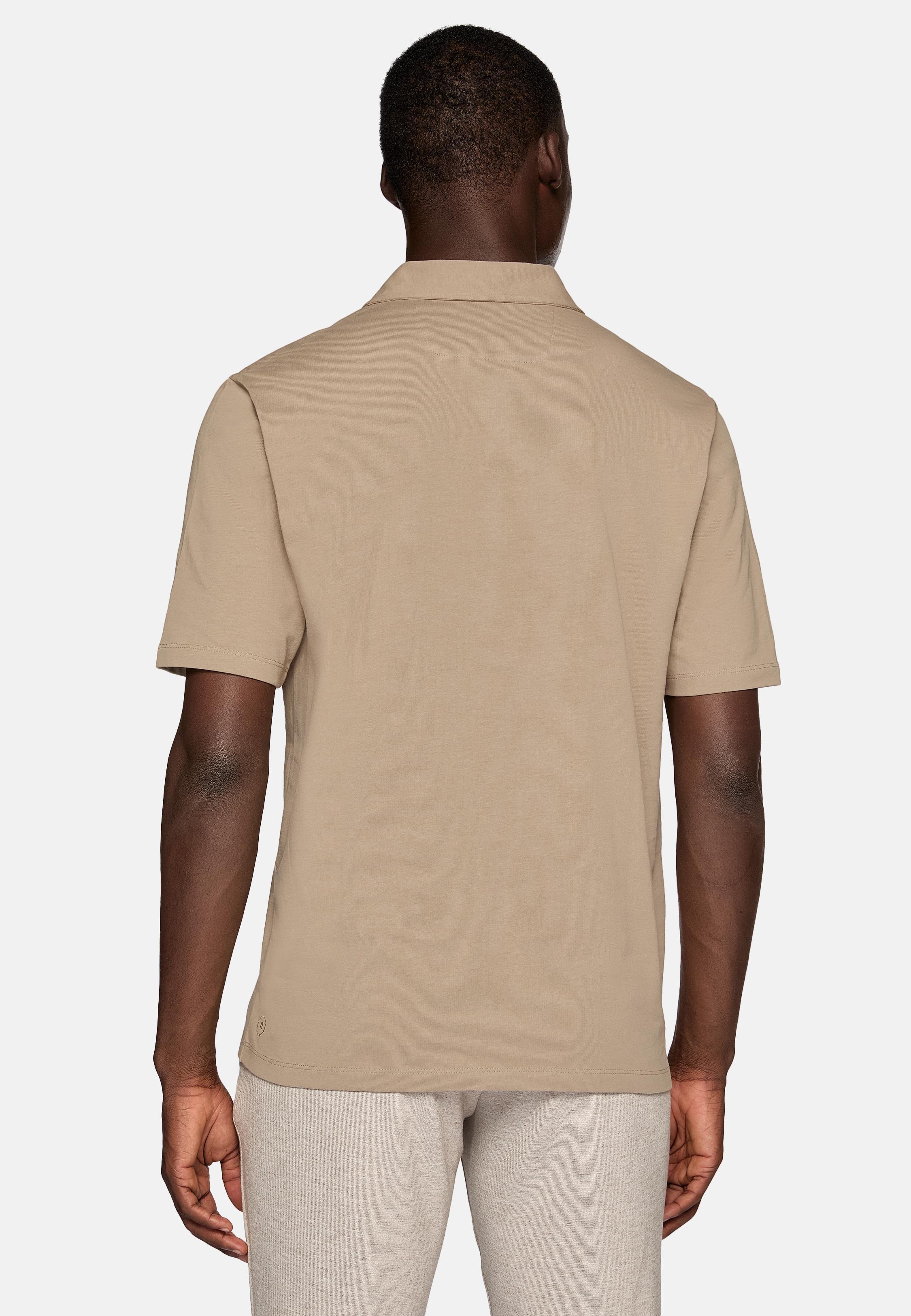 Beige Plain Jersey Polo, , large image number 3