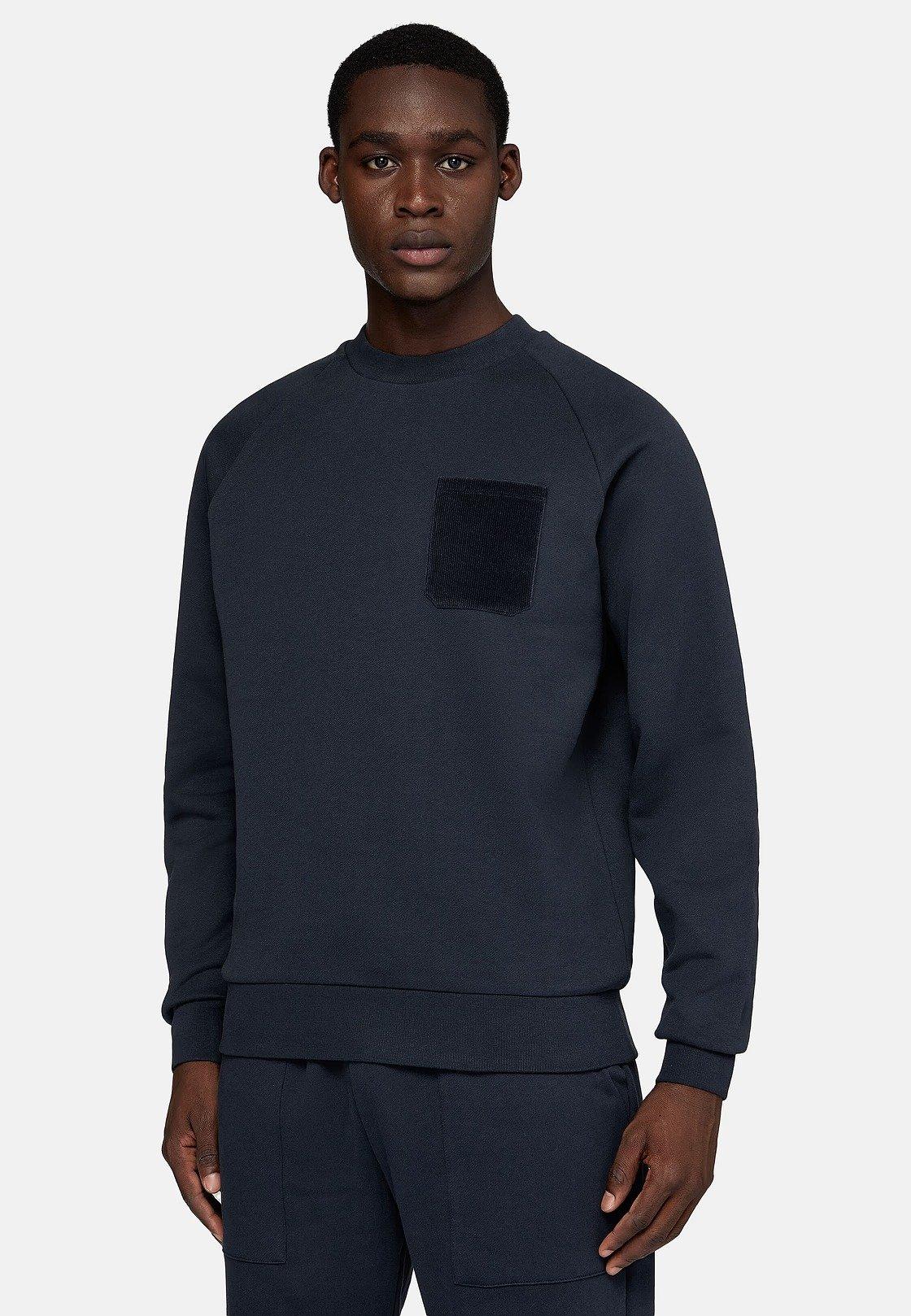 Navy Crew Neck Cotton Sweatshirt, , large image number 0