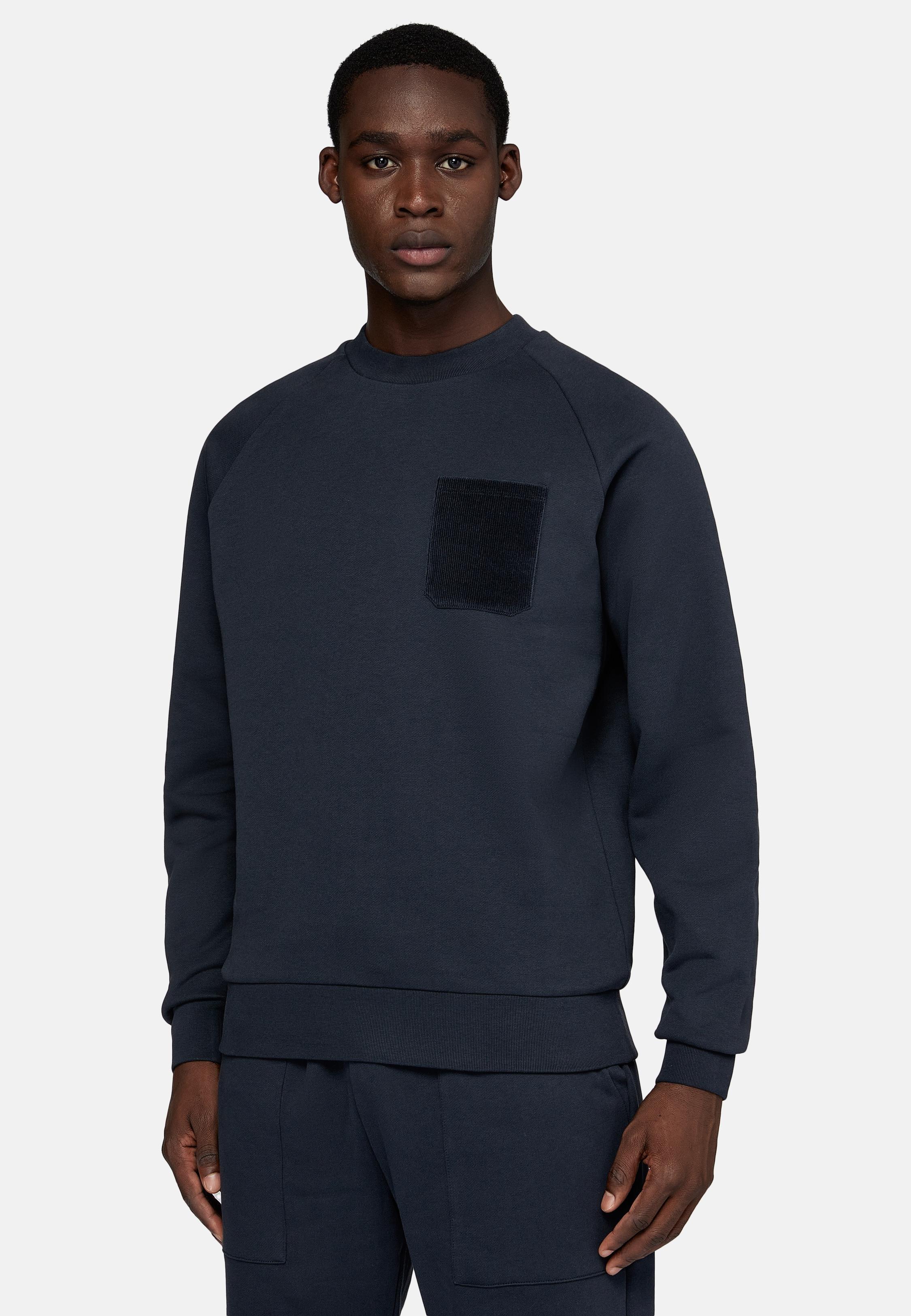 Navy Crew Neck Cotton Sweatshirt, , large image number 1