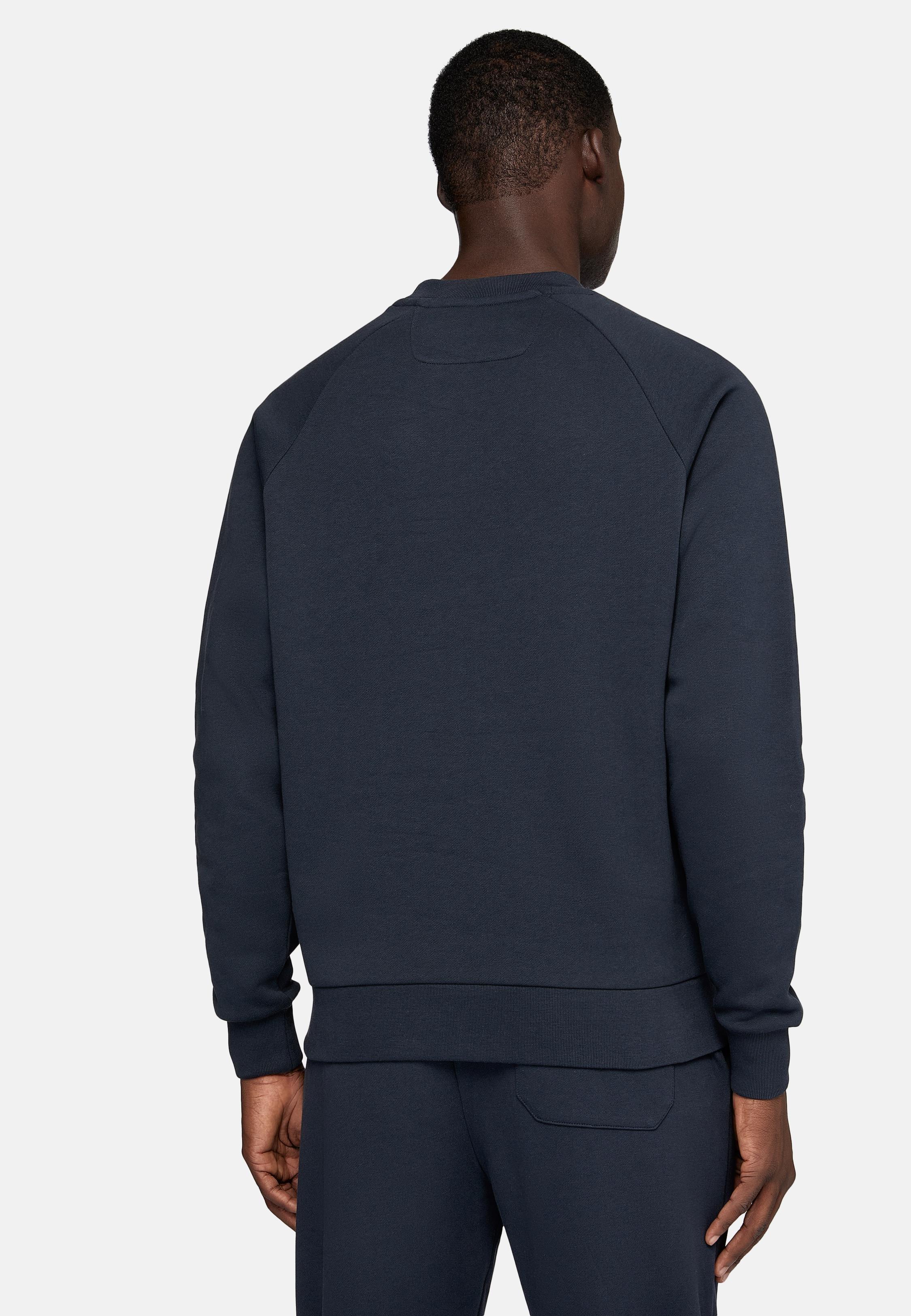 Navy Crew Neck Cotton Sweatshirt, , large image number 3