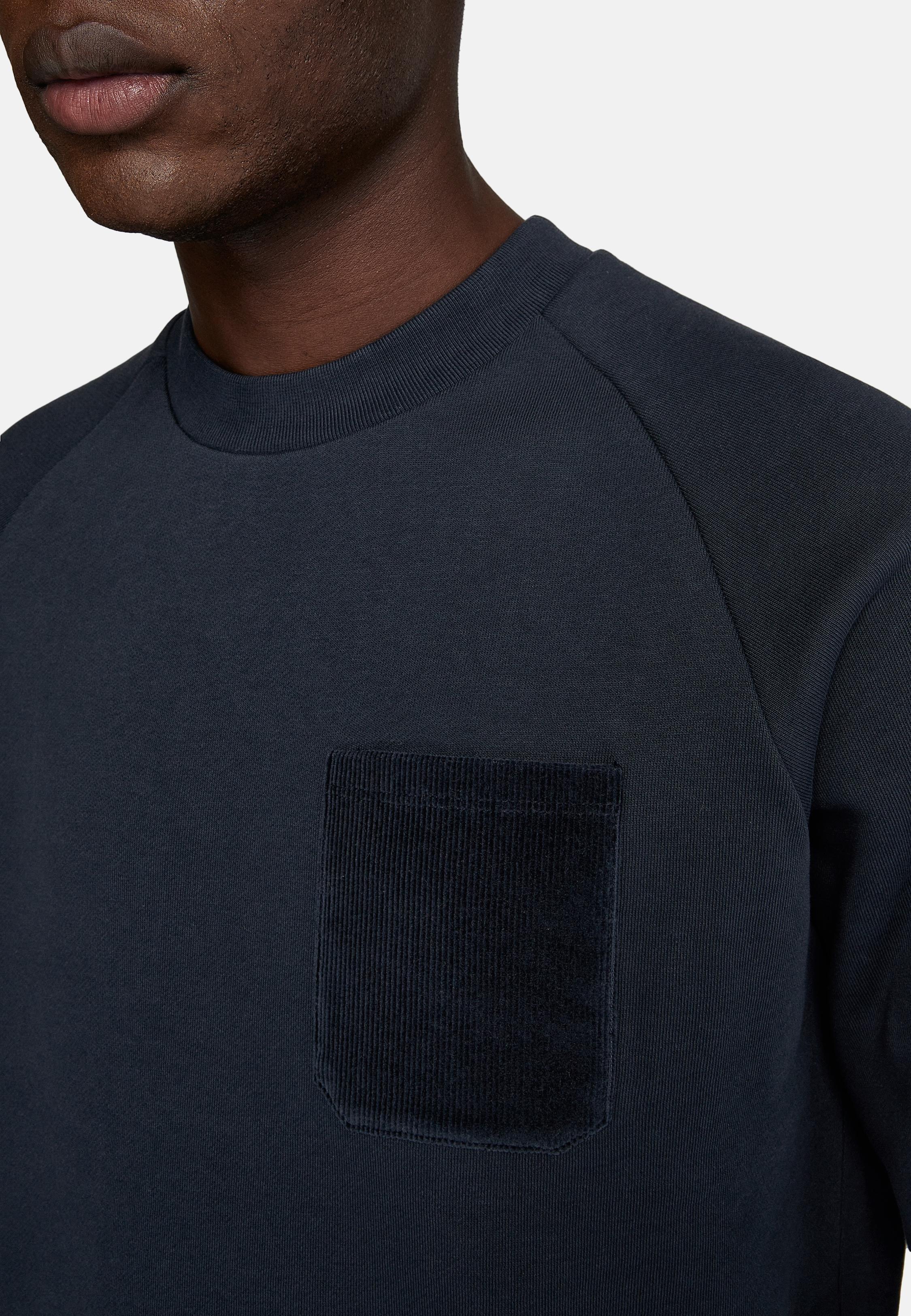 Navy Crew Neck Cotton Sweatshirt, , large image number 5