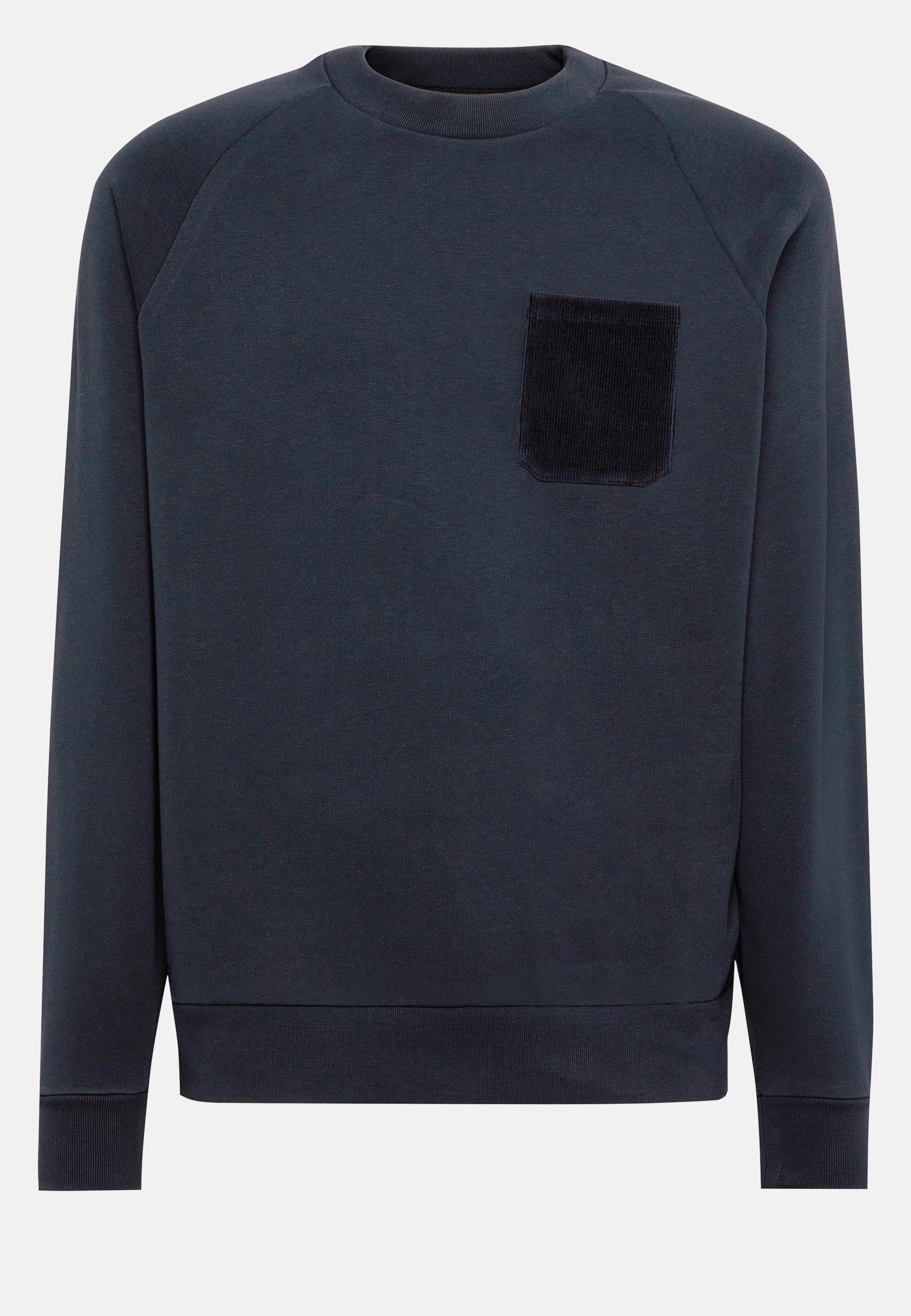 Navy Crew Neck Cotton Sweatshirt, , large image number 6