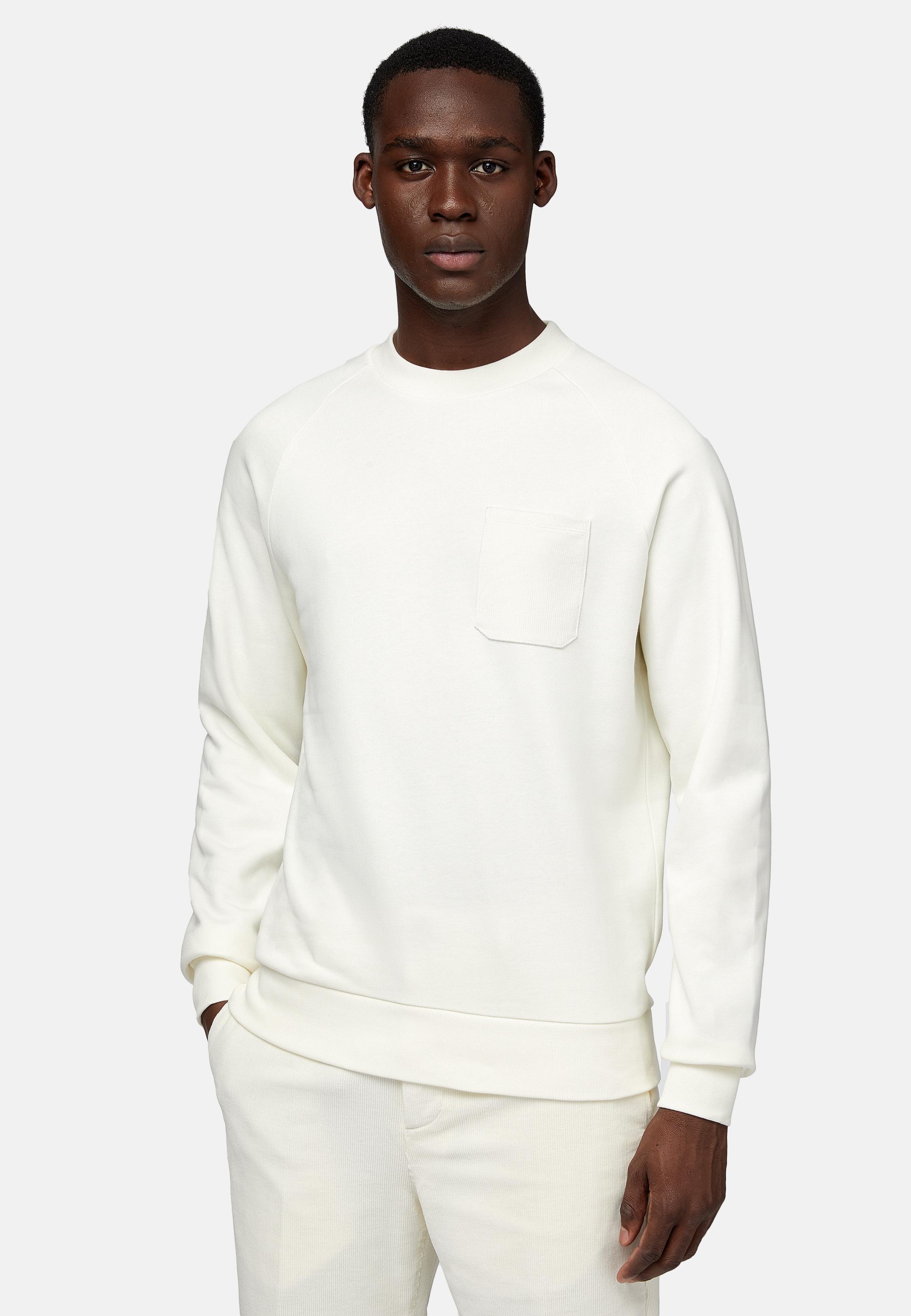 White Crew Neck Cotton Sweatshirt, , large image number 1