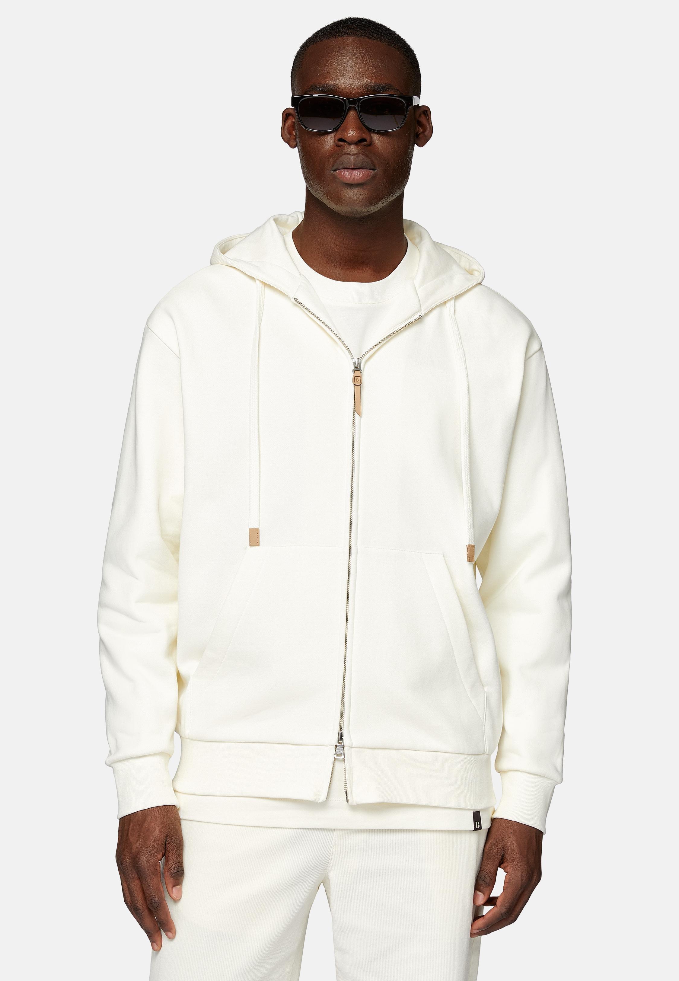 White Solid Cotton Sweatshirt, , medium