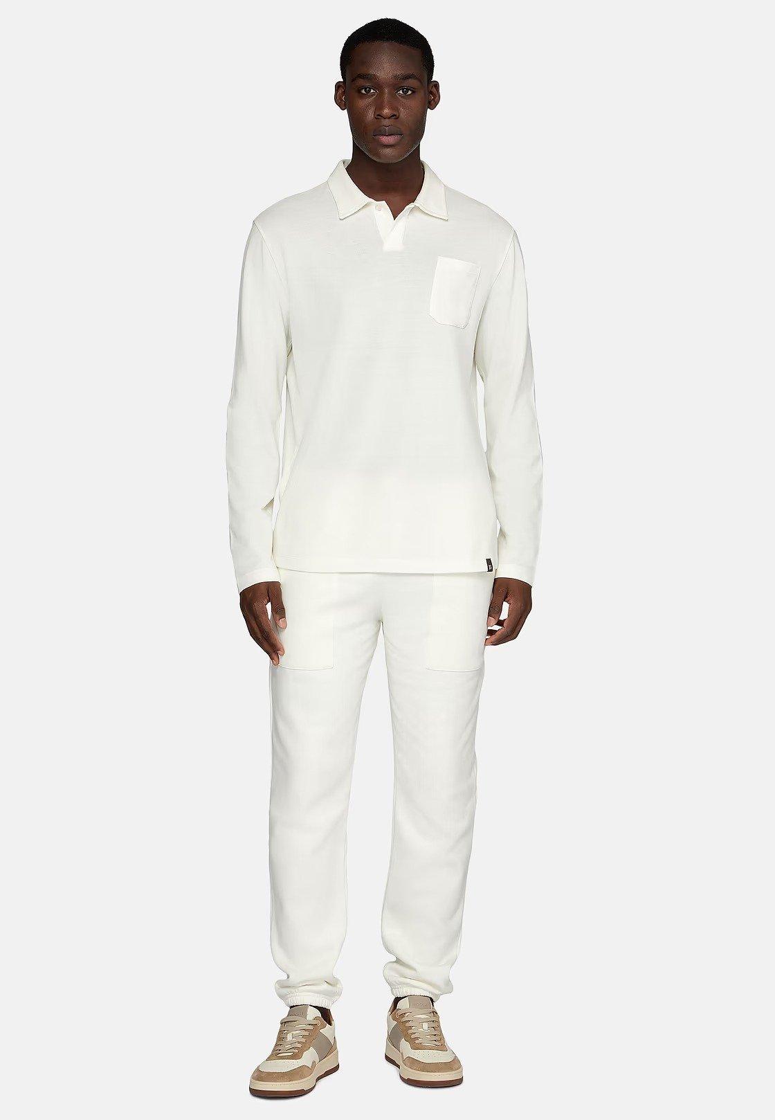 White Solid Casual Polo Shirt, White, large image number 0