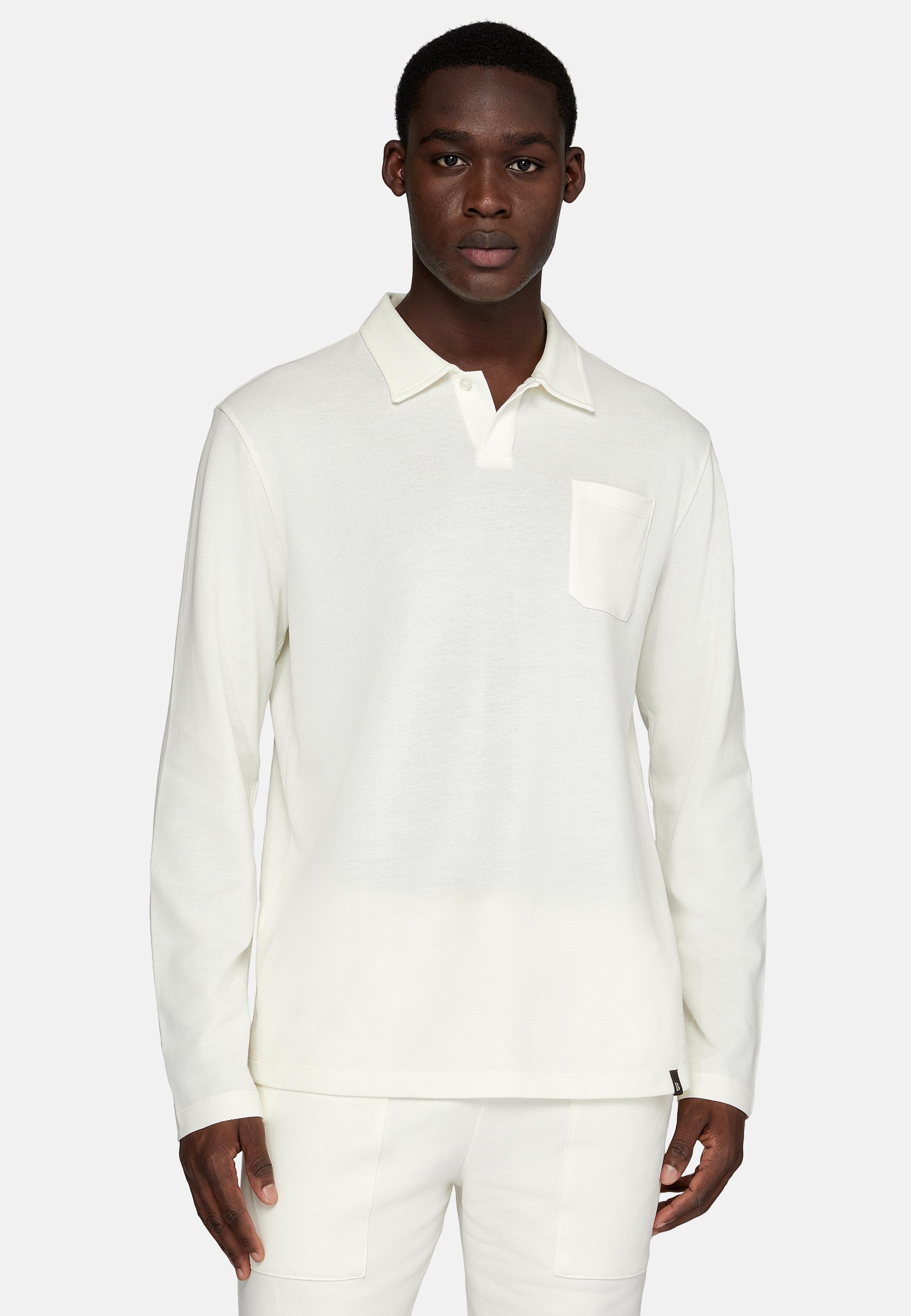 White Solid Casual Polo Shirt, White, large image number 1