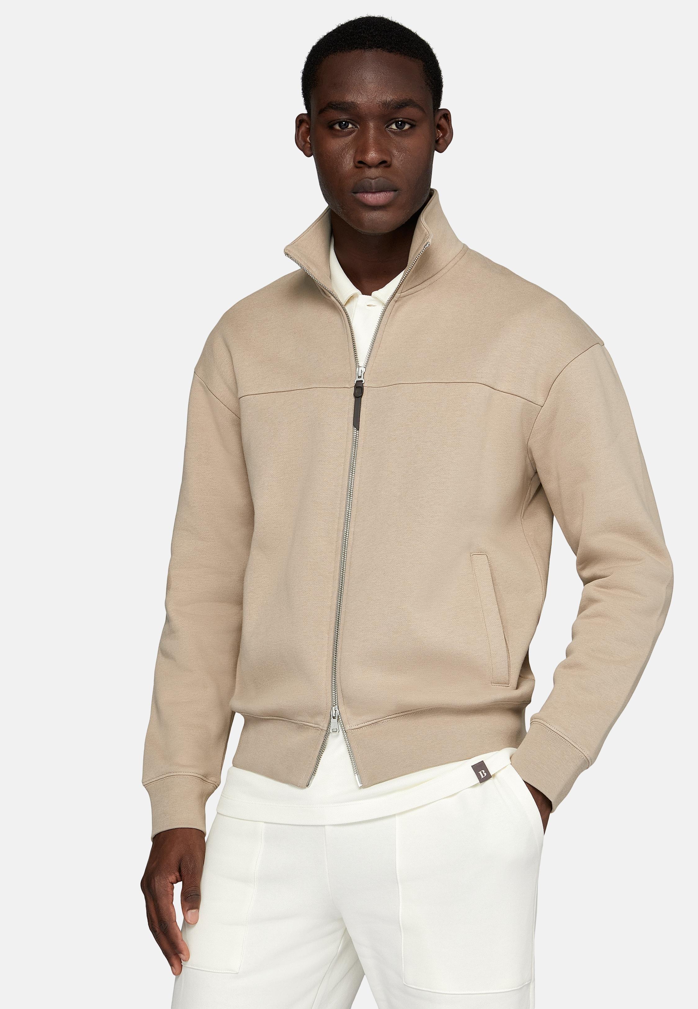 Beige Texture Casual Sweatshirt, , large image number 1