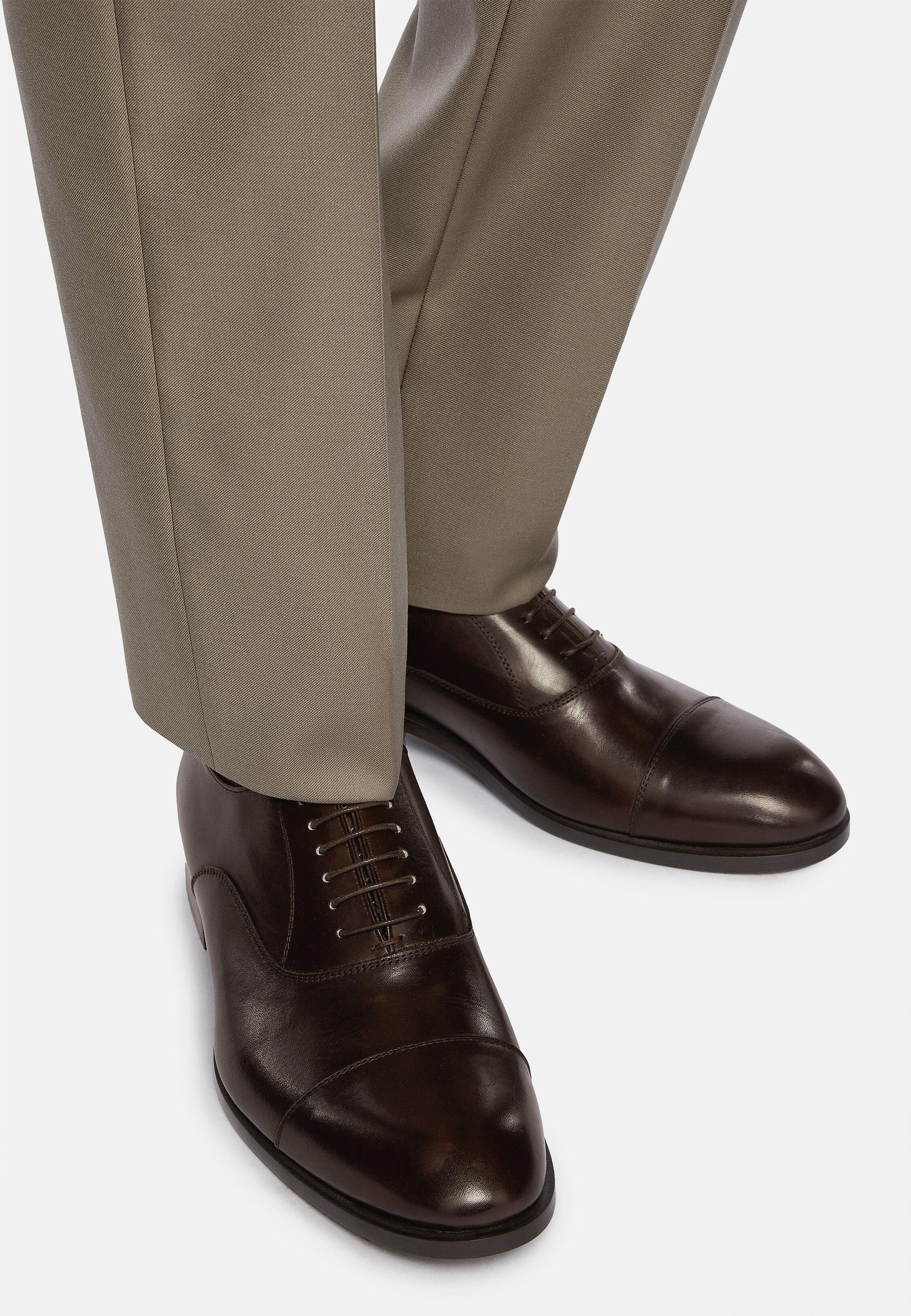 Solid Oxford Shoes, Dark Brown, Dark brown, large image number 0