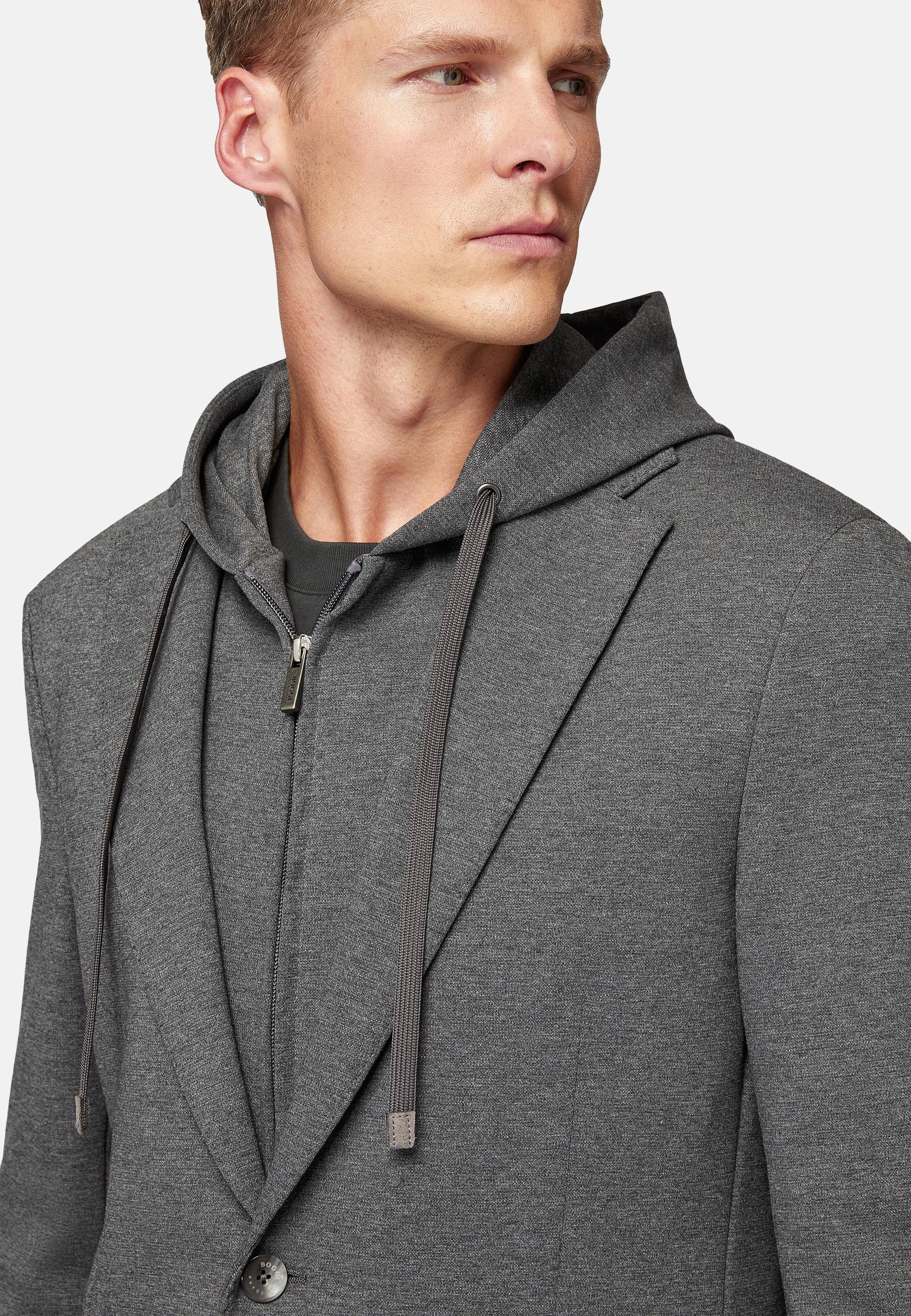 Black Blended Sweatshirt Jacket, , large image number 2