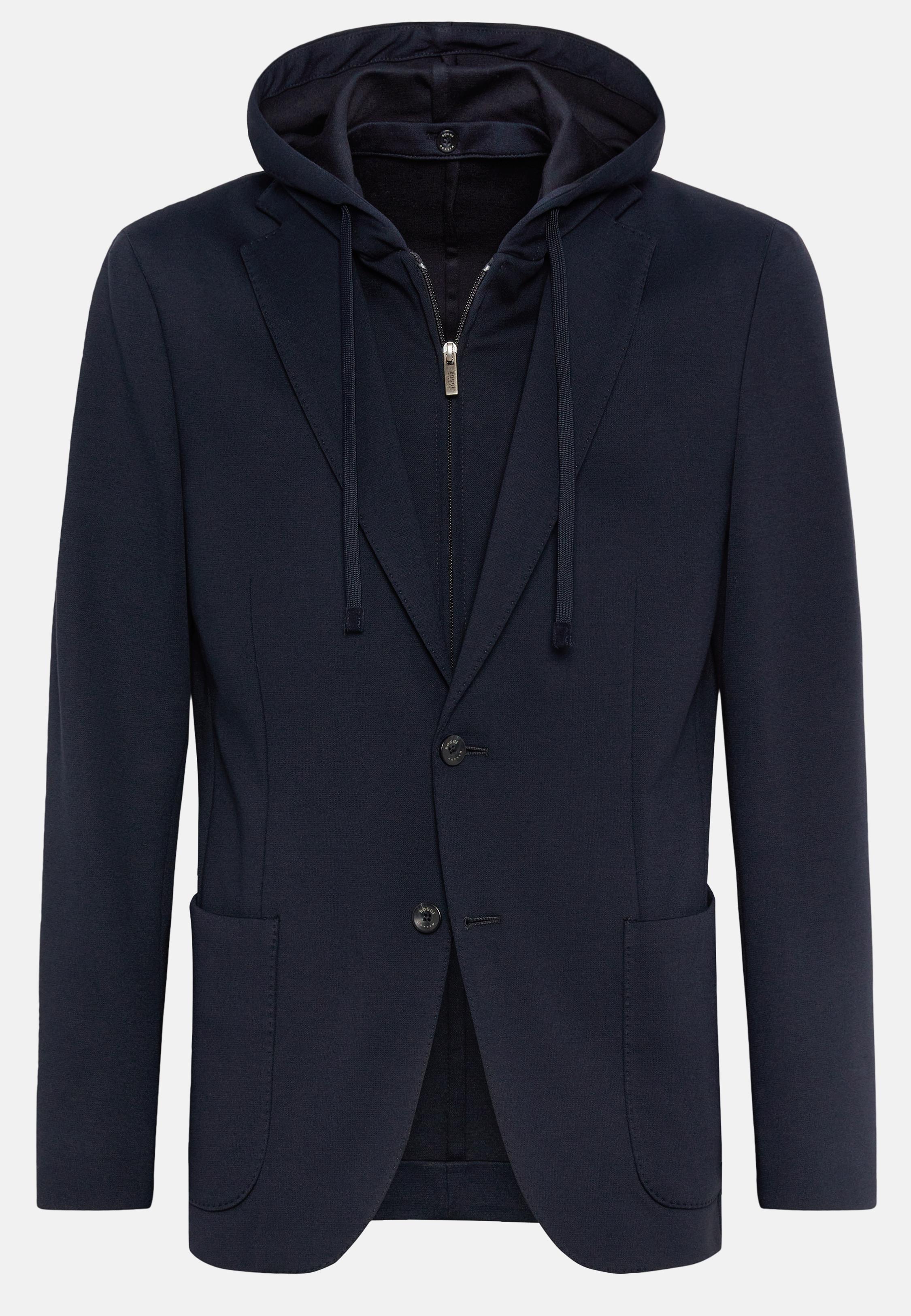 Navy Textured Hooded Sweatshirt, Navy blue, large image number 6