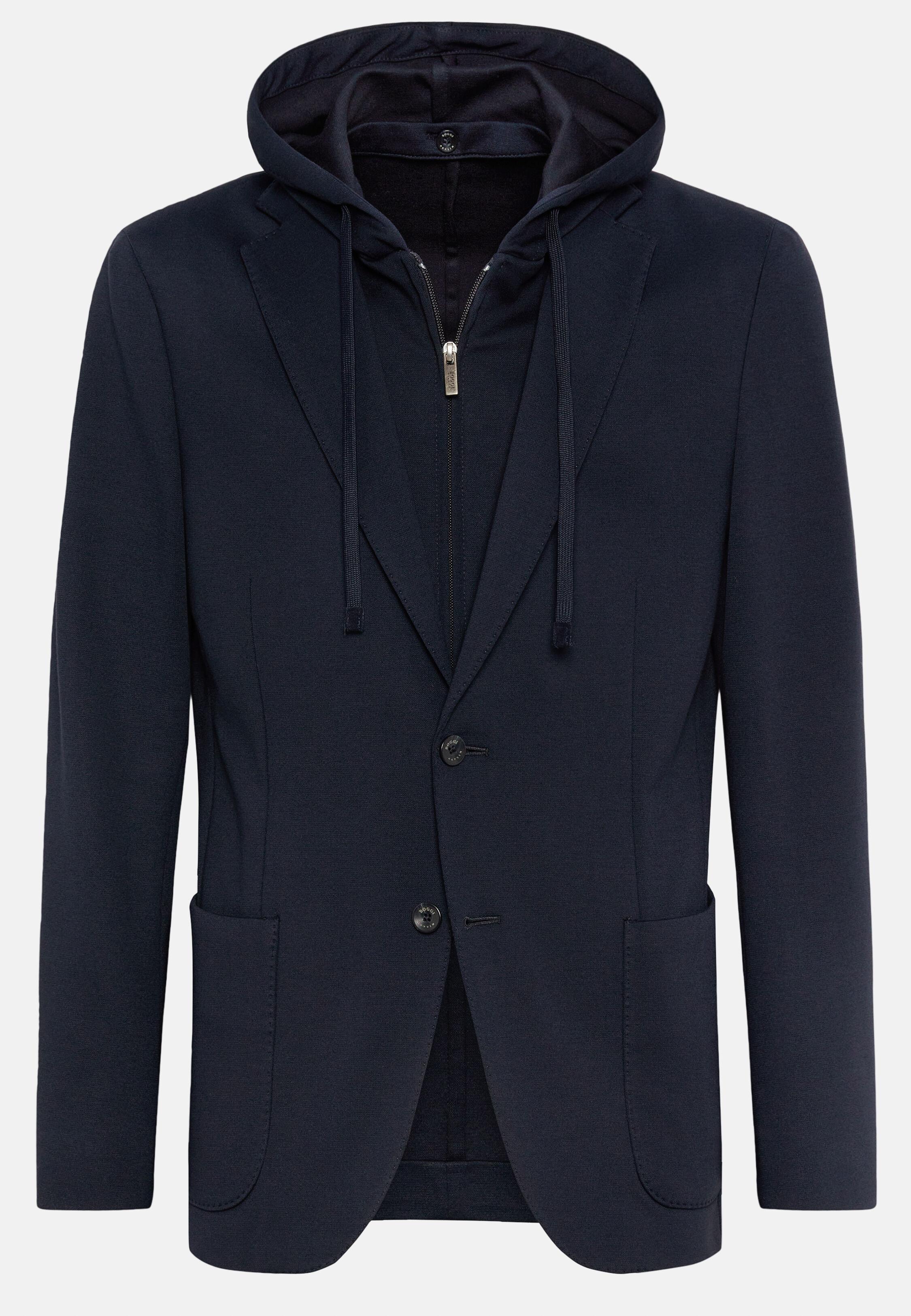 Navy Textured Hooded Sweatshirt, Navy blue, large image number 7