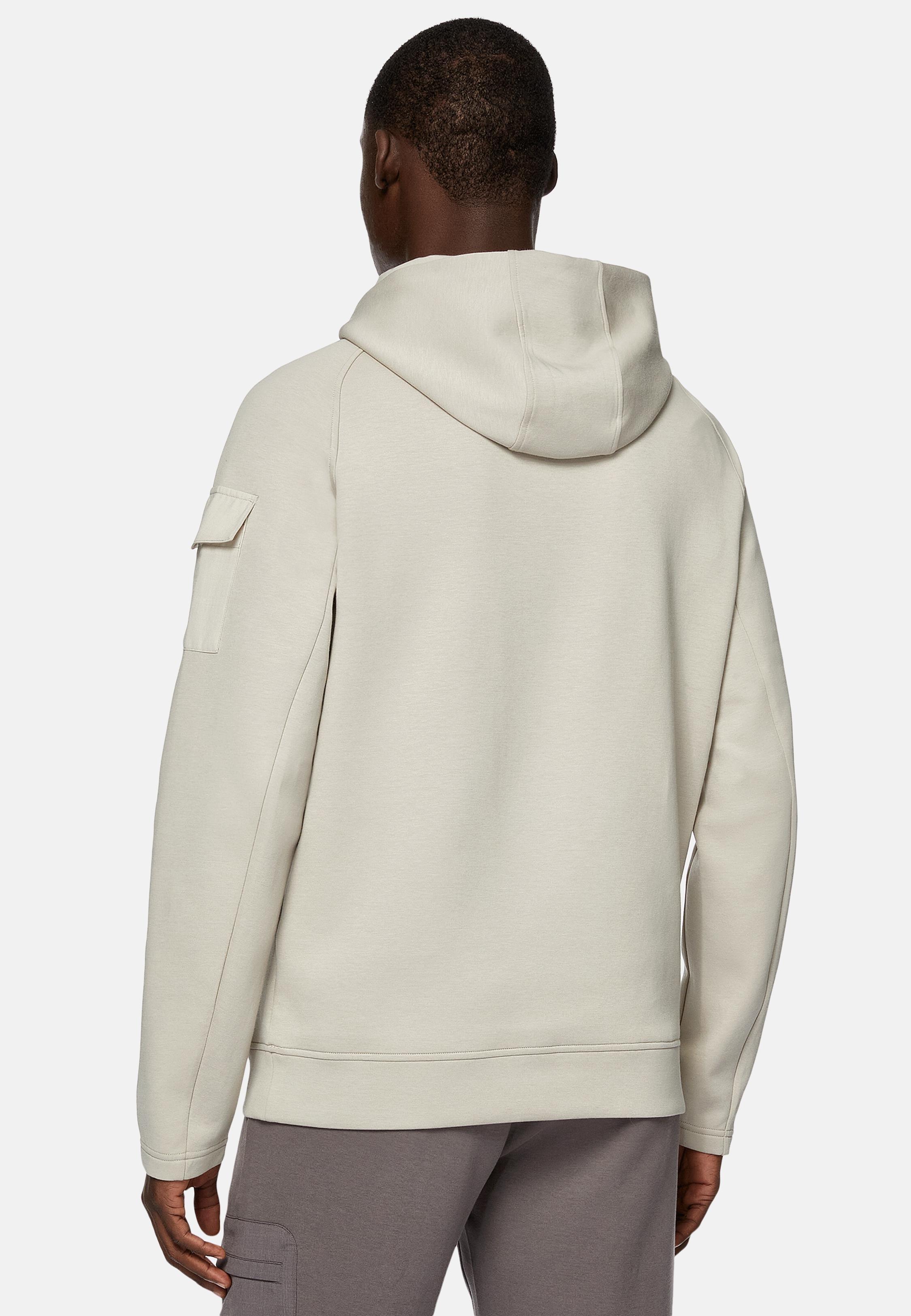 Beige Lightweight Scuba Cotton Blend Hoodie, , large image number 2
