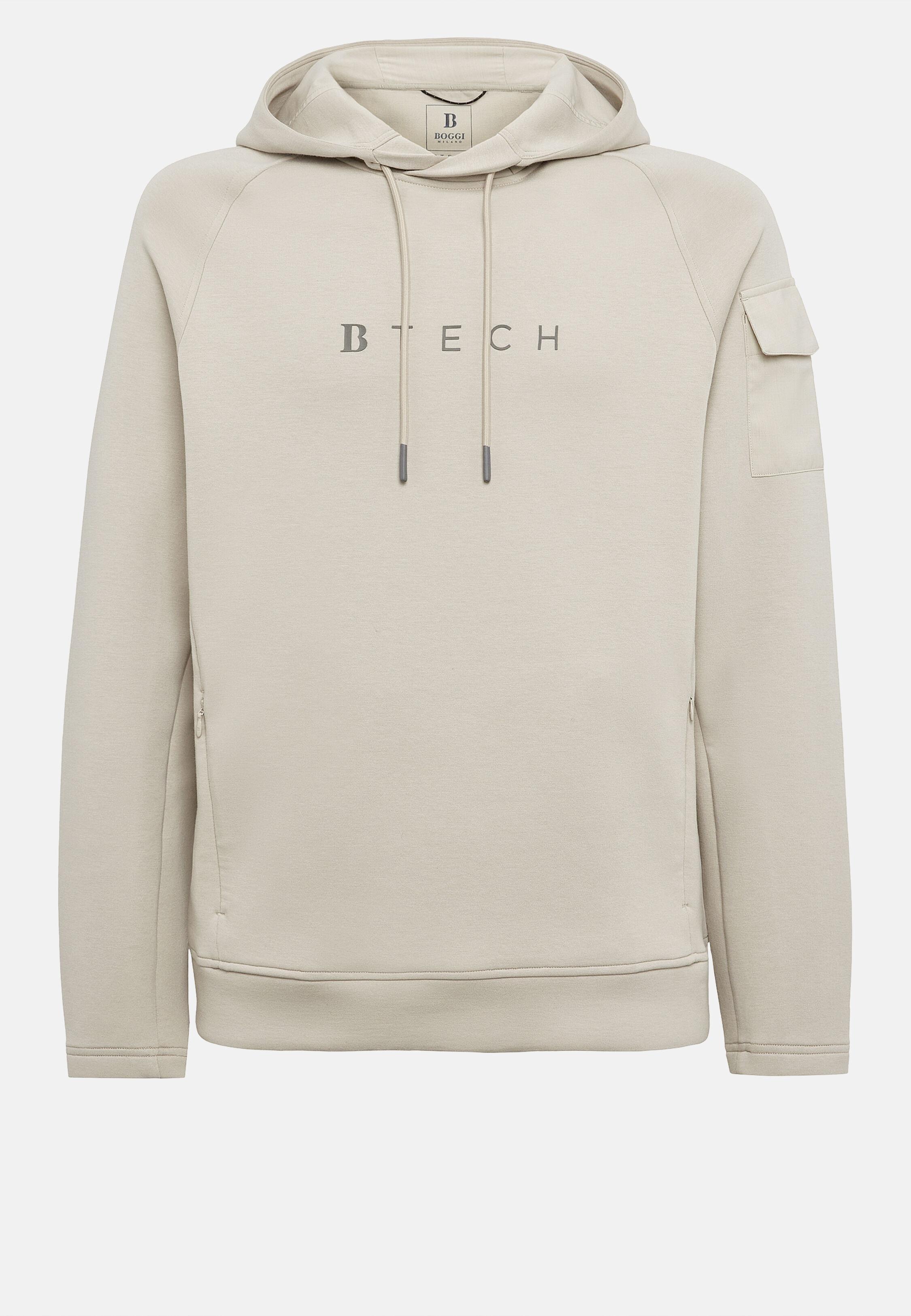 Beige Solid Casual Hoodie, Sand, large image number 7