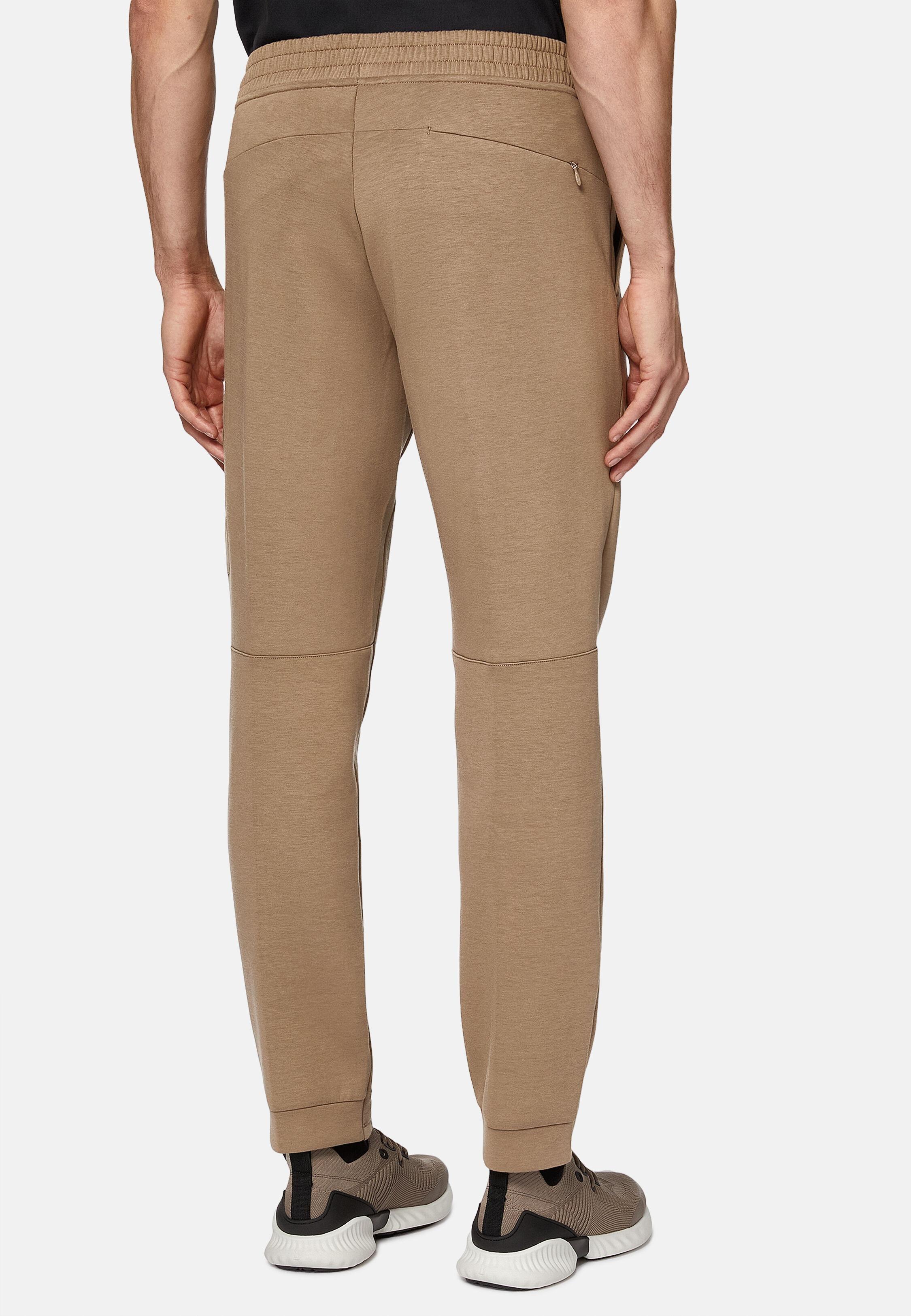 Beige Solid Jersey Trousers, Beige, large image number 5