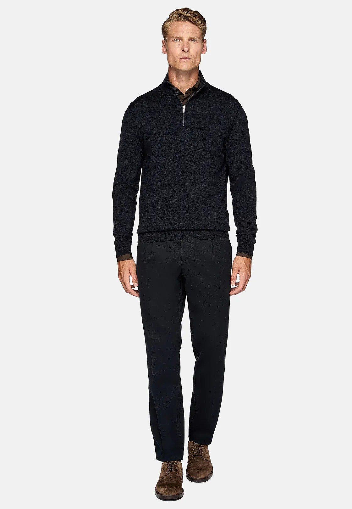 Blue Long Merino Wool Jumper, Navy blue, large image number 0