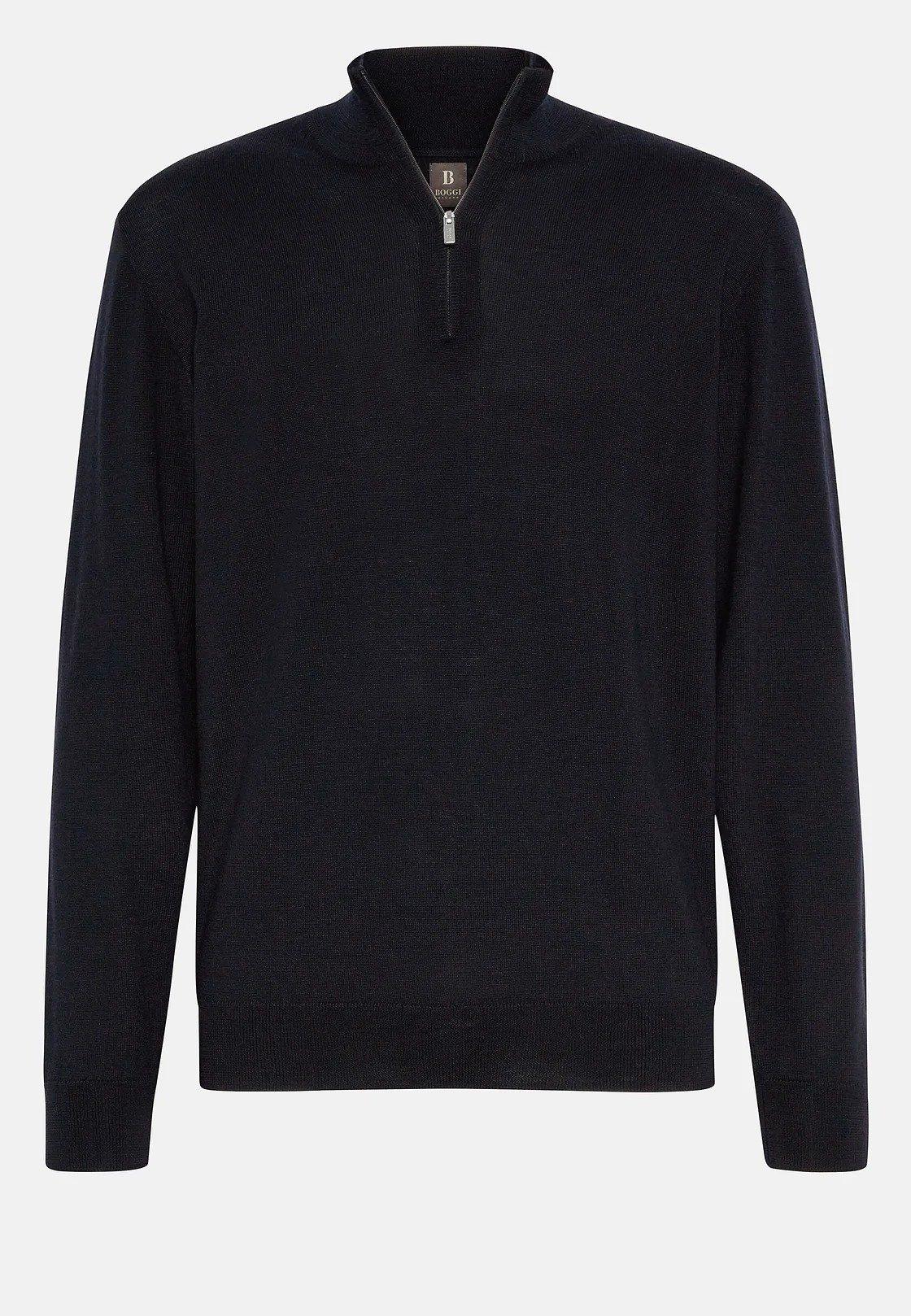 Blue Long Merino Wool Jumper, Navy blue, large image number 4