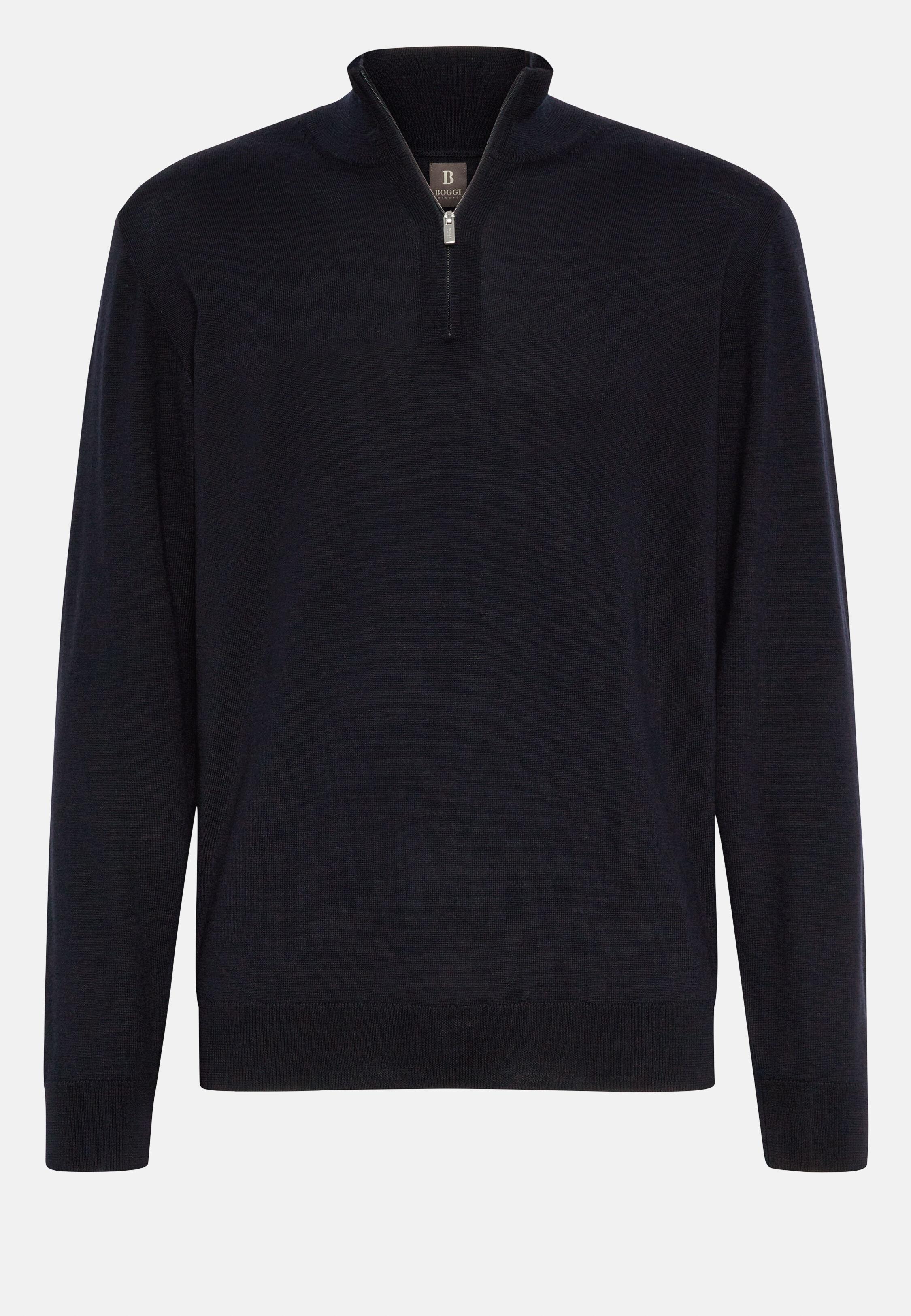 Blue Long Merino Wool Jumper, Navy blue, large image number 6