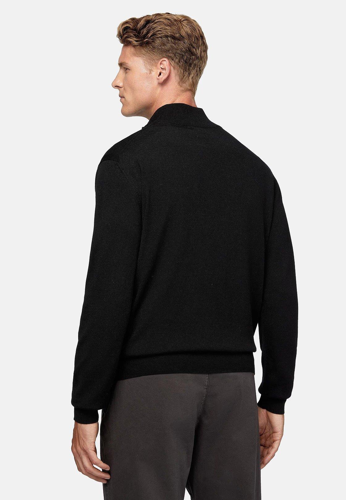 Black Solid Long Merino Wool Jumper, Black, large image number 2