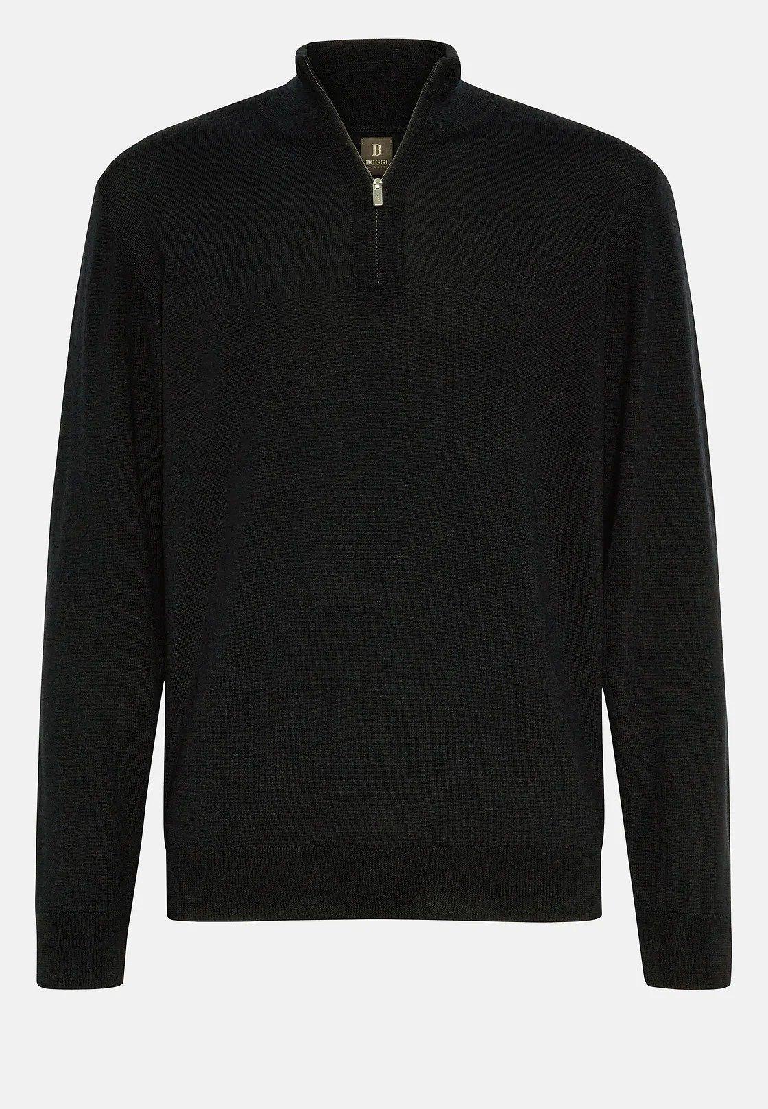 Black Solid Long Merino Wool Jumper, Black, large image number 4
