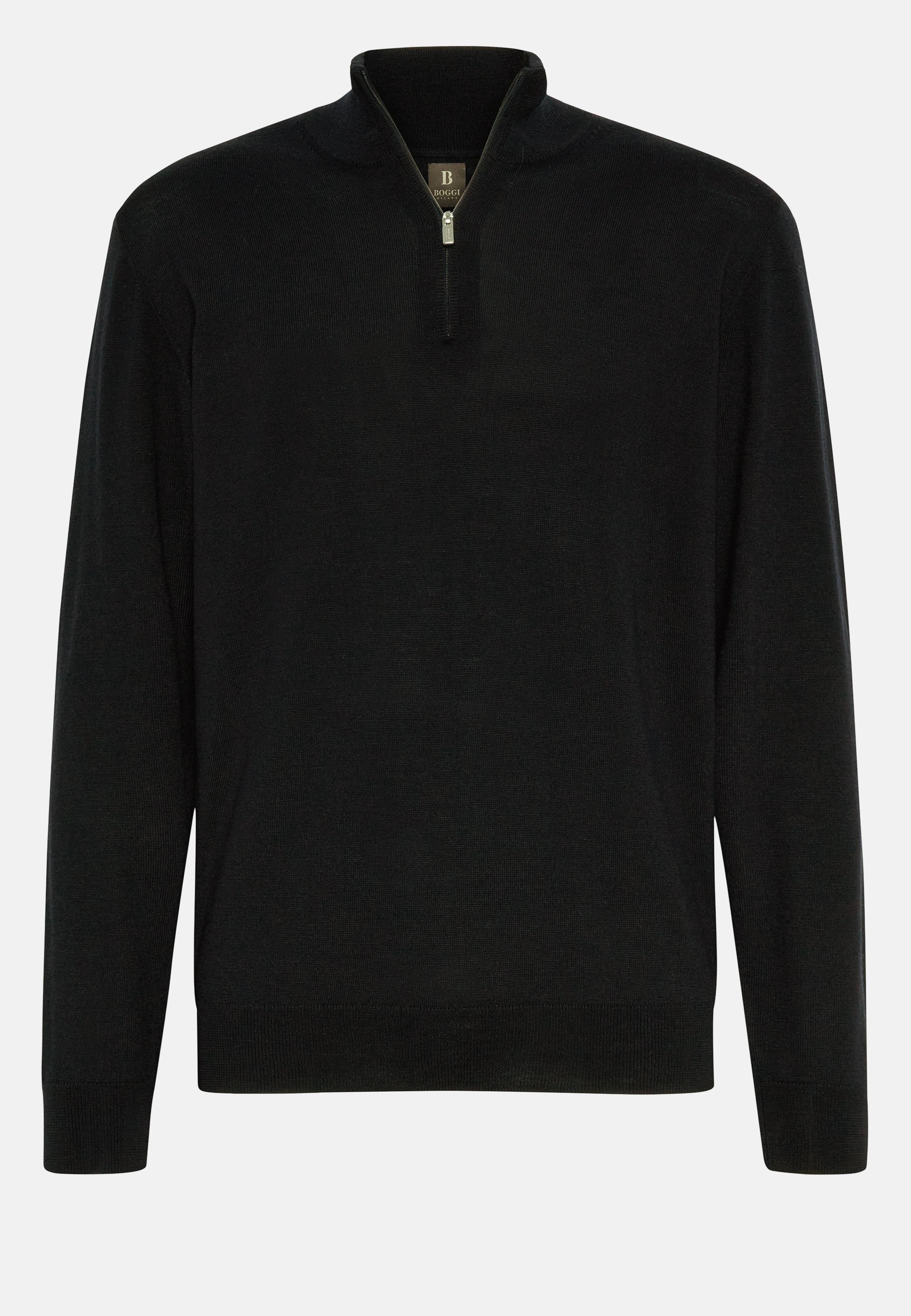 Black Solid Long Merino Wool Jumper, , large image number 6