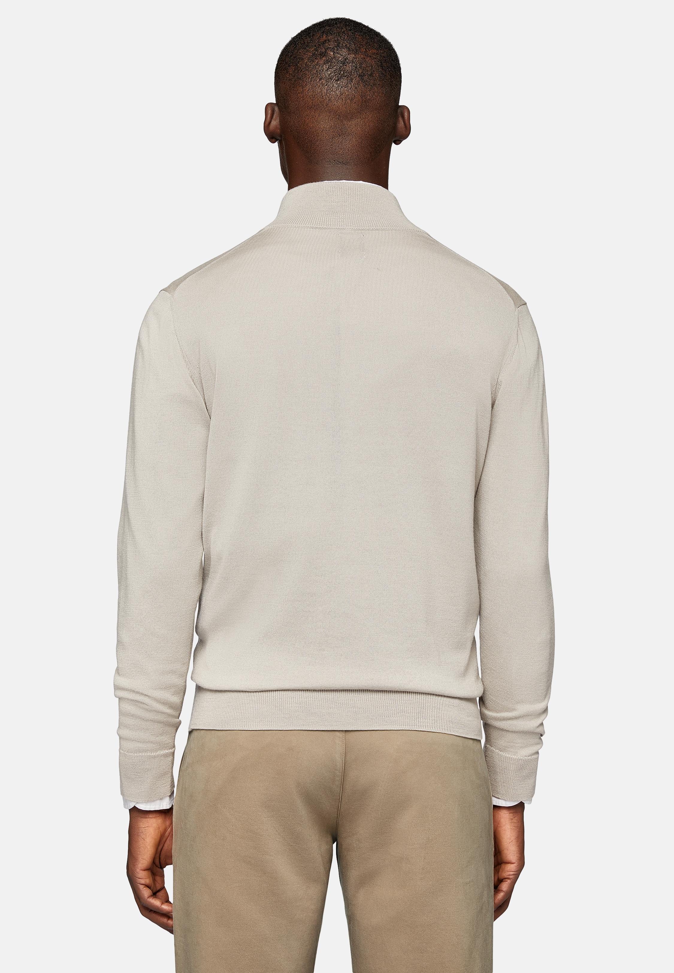 Beige Full-Zip Jumper In Merino Wool, Sand, large image number 1