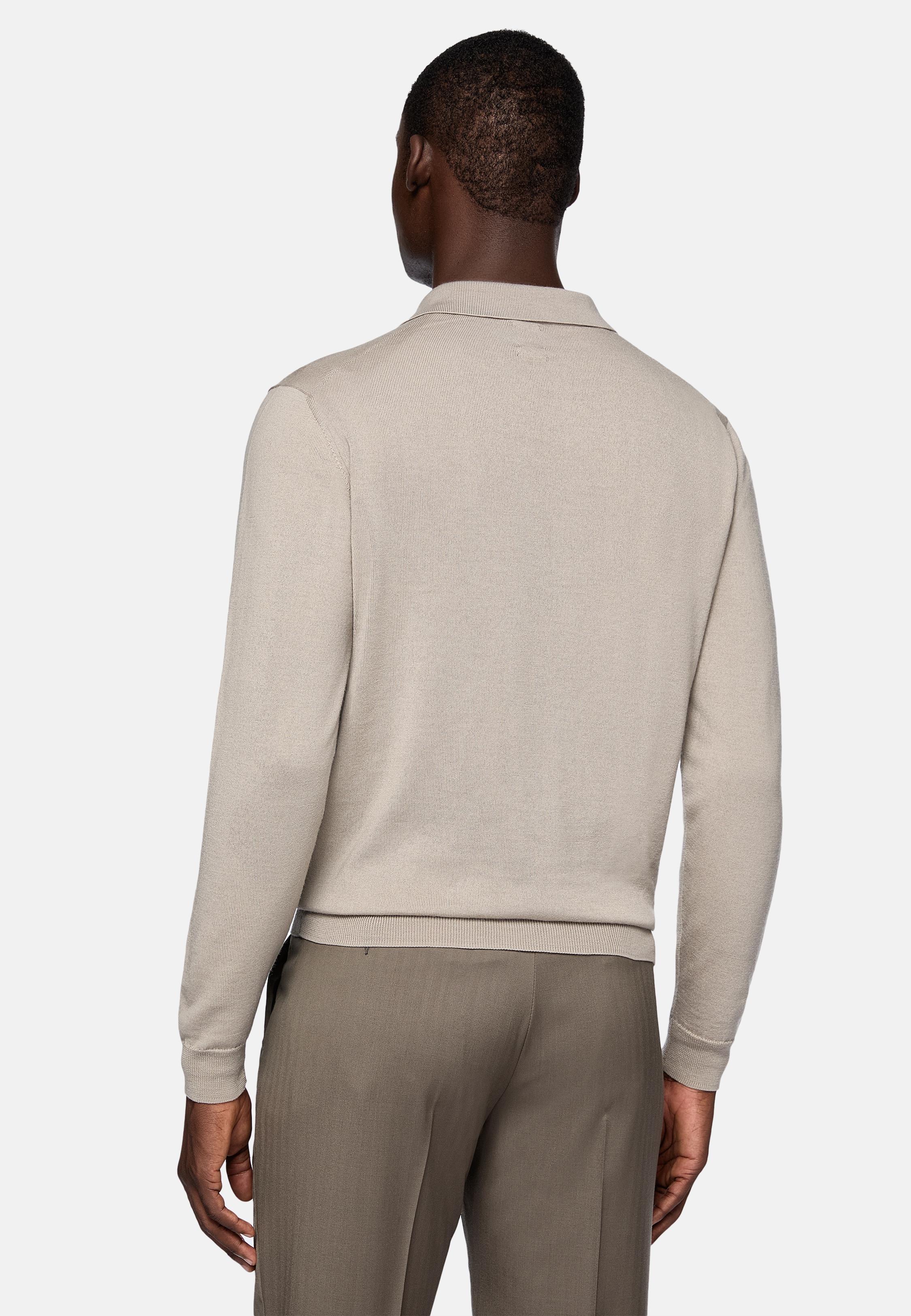 Beige Wool Knitted Polo Shirt, , large image number 2