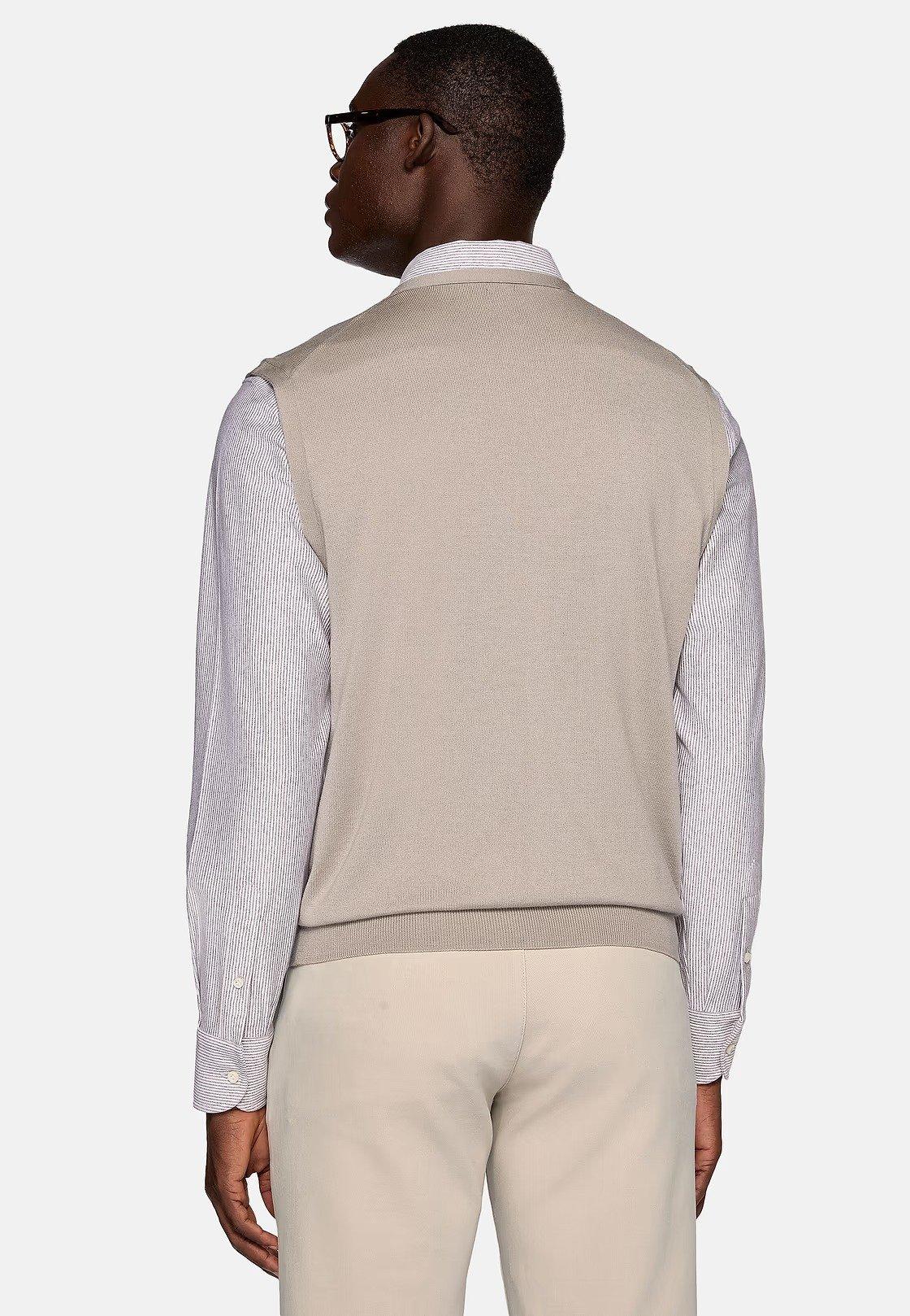 Beige Plain Gilet Waistcoat, , large image number 2