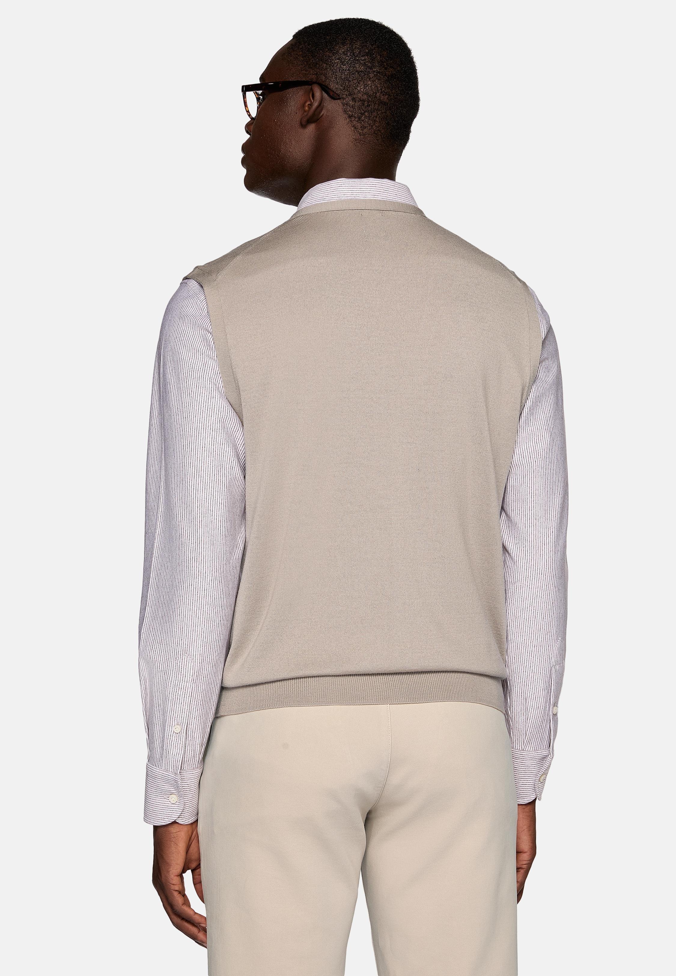 Beige Plain Gilet Waistcoat, , large image number 3